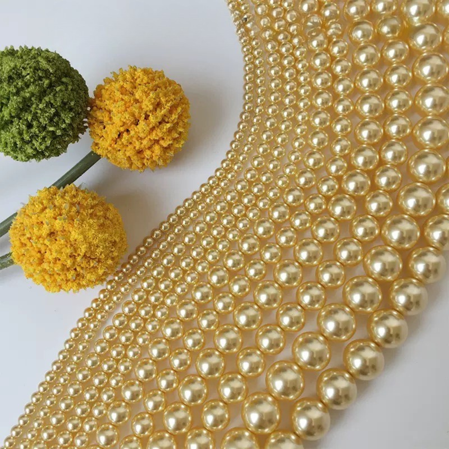 【P20】Gold Glass Pearl Beads – 3–8mm Round High Shine | Beads for Bracelets DIY iFCraftorium
