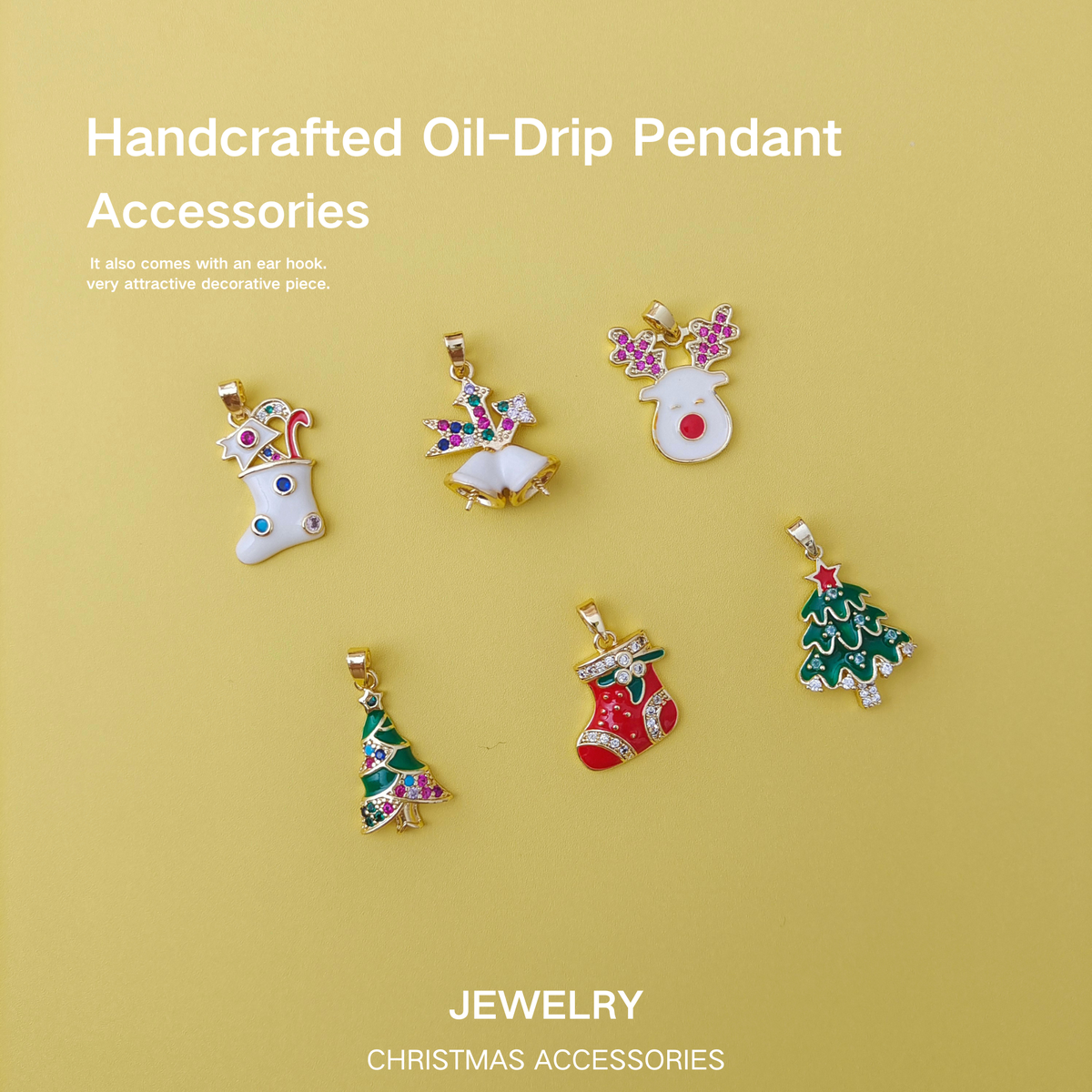 【S72】Christmas Jewelry Making Charms – Santa Socks, Snowmen, Reindeer, Bells & Christmas Trees iFCraftorium