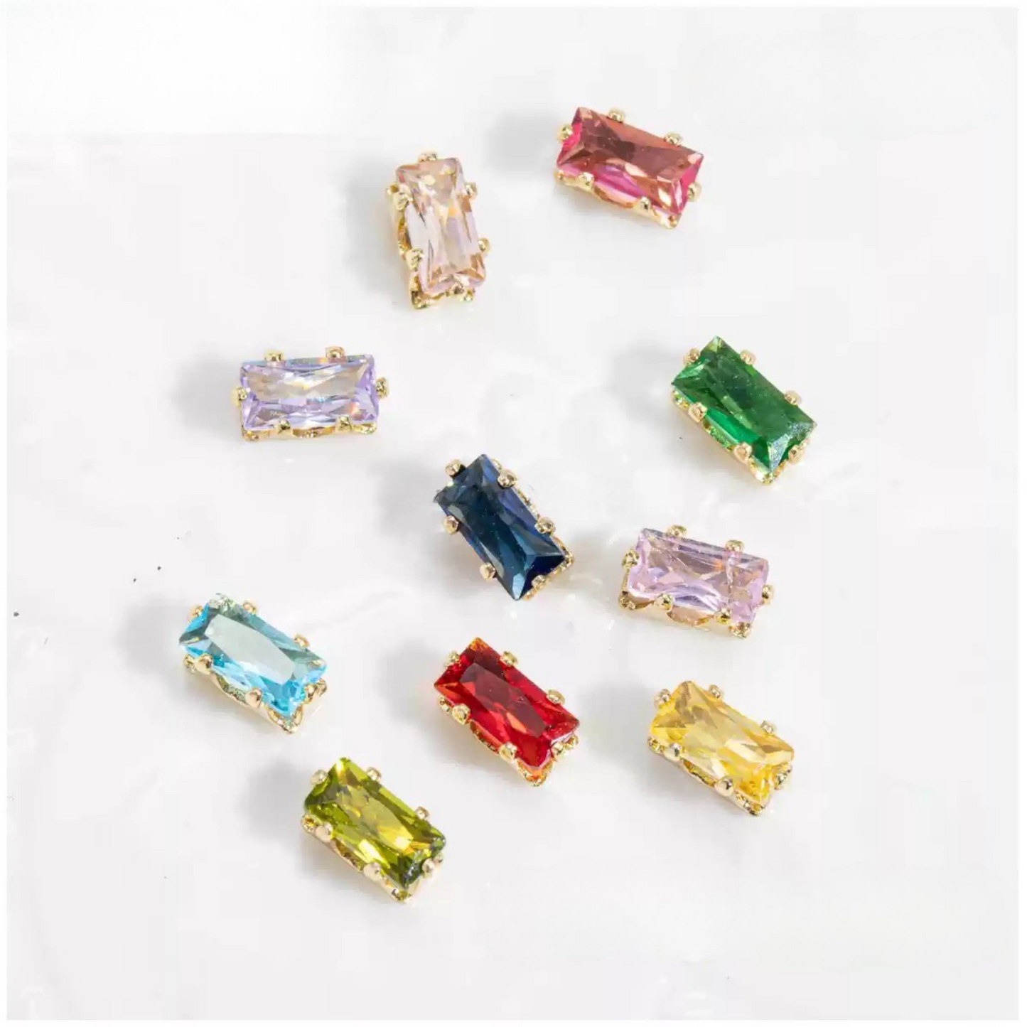 【A28】50pcs Rectangle Zircon Spacer Beads – 2.5x5mm Gold-Claw for DIY Handmade Jewelry