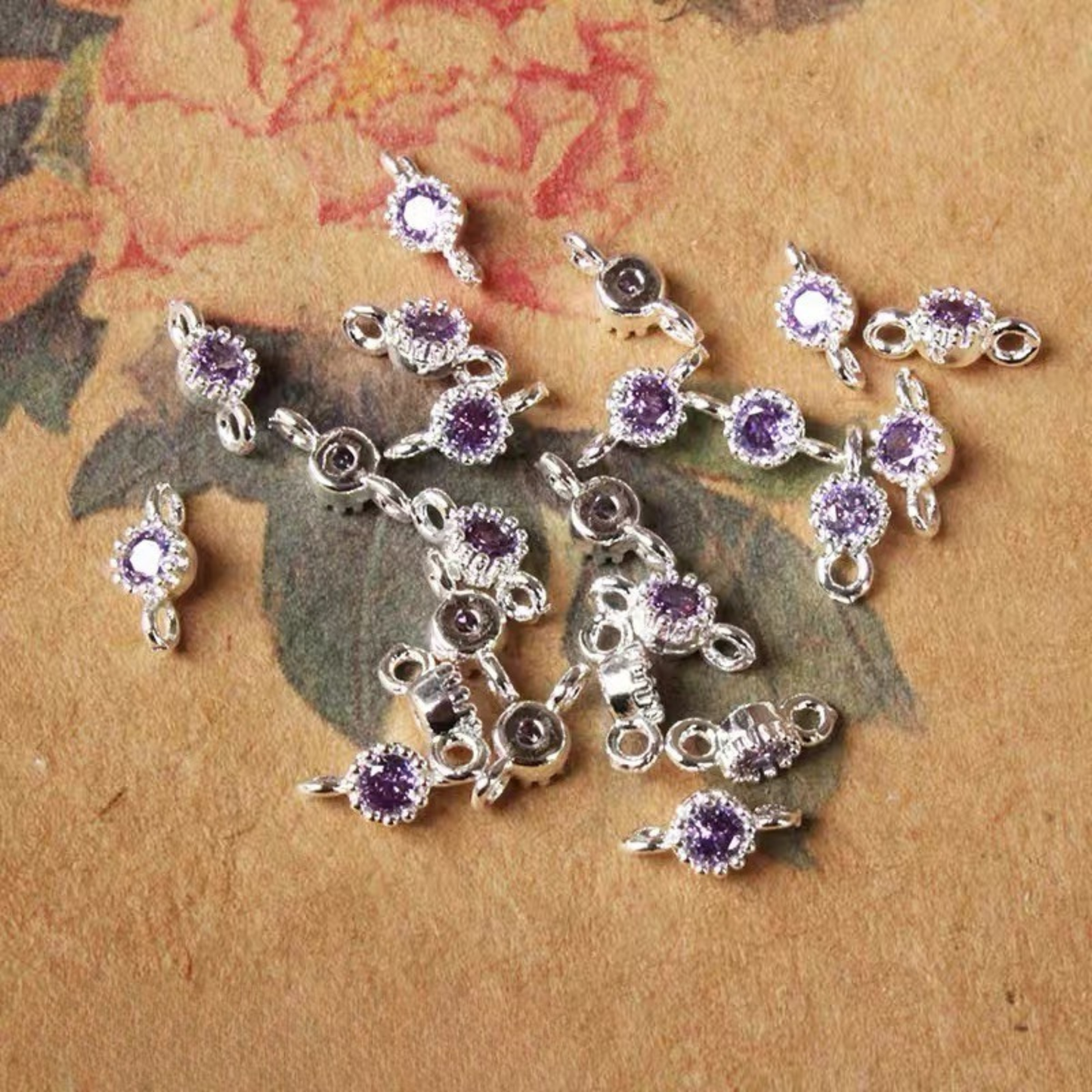 【E02】10pcs 4mm Double-Hole CZ Spacer Beads – Silver Plated, High-Color-Fast, DIY Jewelry Connectors iFCraftorium