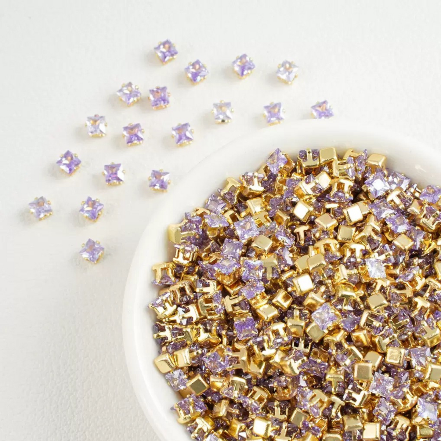 【A07】50pcs Square Zircon Beads – 3x3mm Gold-Claw DIY Spacer for Handmade Jewelry iFCraftorium