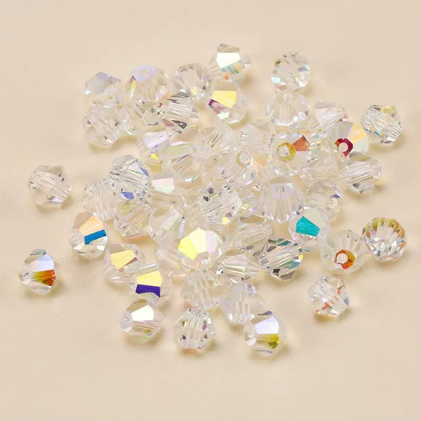 【L01】200 pcs 4mm AB Coated Diamond Glass Beads – DIY Crystal Jewelry Making Kit iFCraftorium