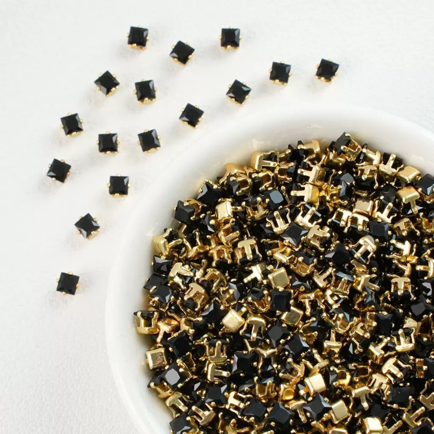 【A07】50pcs Square Zircon Beads – 3x3mm Gold-Claw DIY Spacer for Handmade Jewelry iFCraftorium