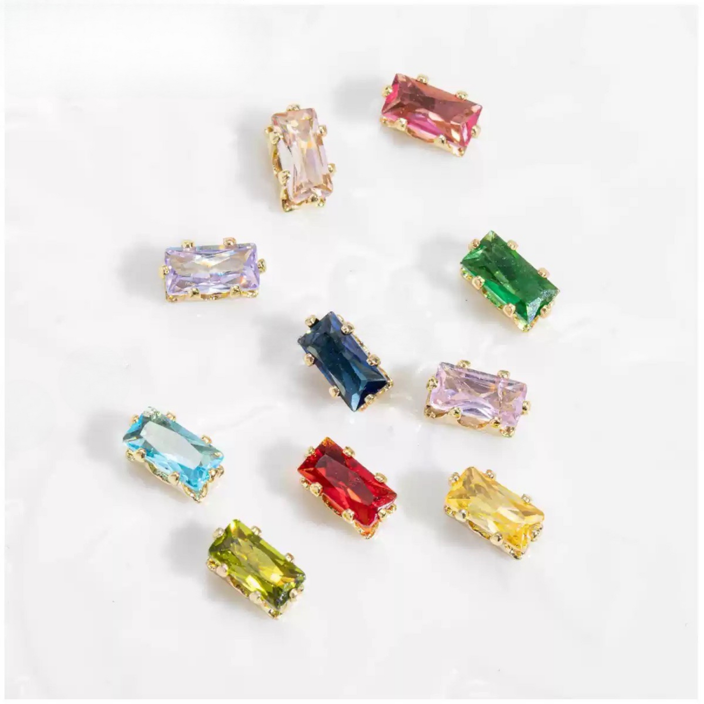 【A28】50pcs Rectangle Zircon Spacer Beads – 2.5x5mm Gold-Claw for DIY Handmade Jewelry