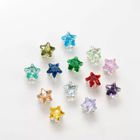 【A24】50pcs Star-Shaped CZ Spacer Beads – Silver-Plated, High-Color-Fast, 4mm/5mm DIY Jewelry Charms