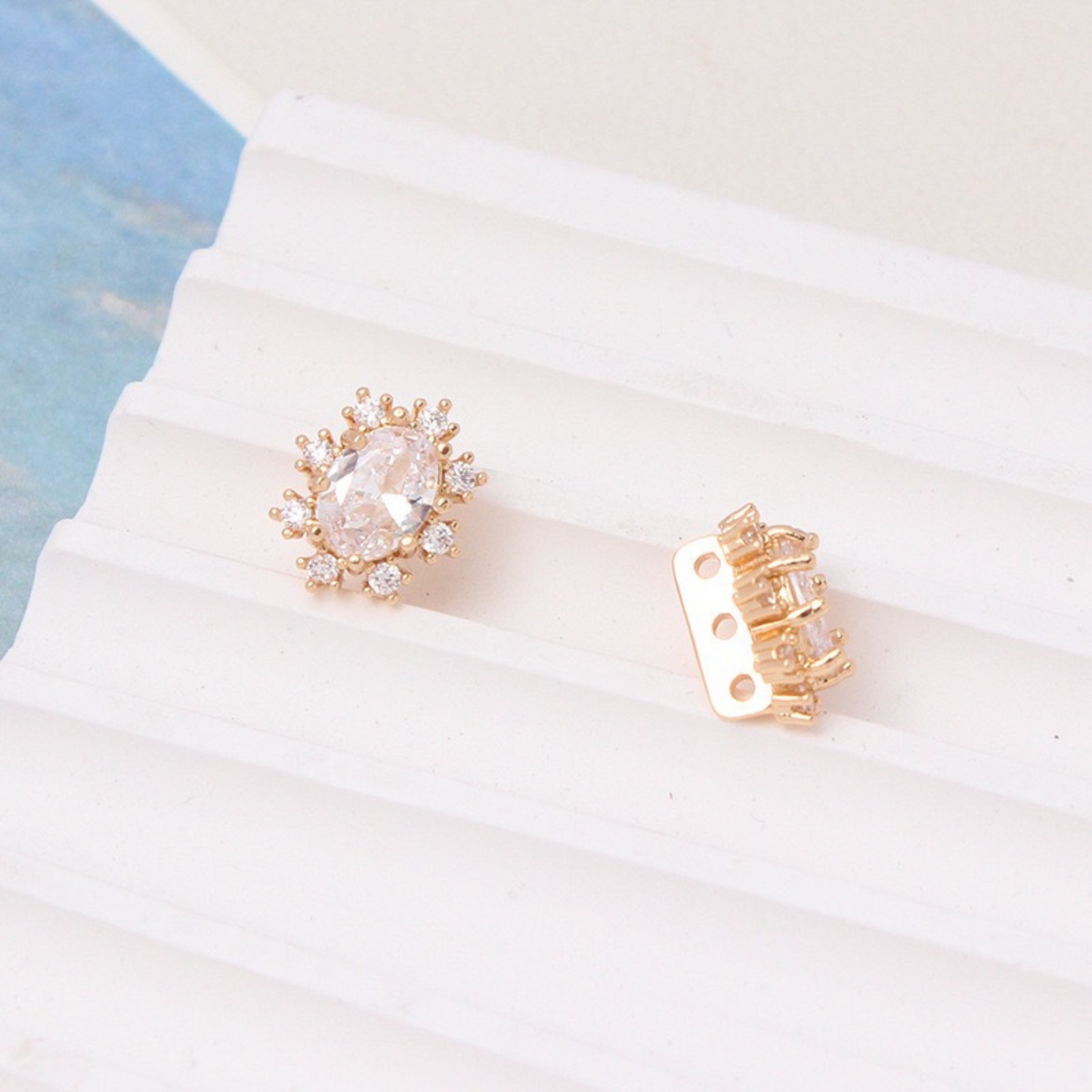 【S10】7PCS DIY Spacer Beads | Triple Row Hole Connector | Gold-Plated Copper with Colorful CZ | Non-Tarnish Jewelry Making Supplies