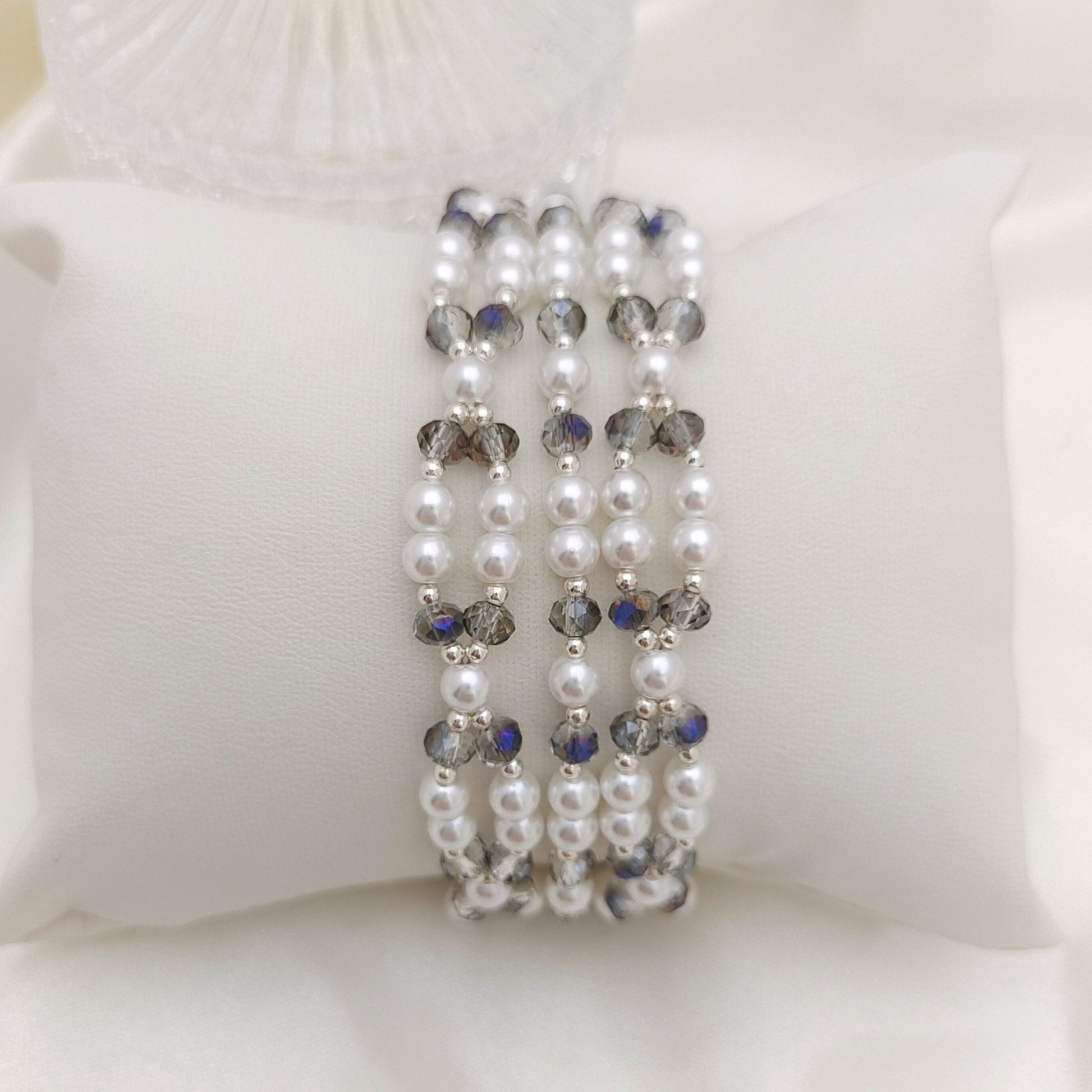 【No.131】DIY Bracelet Kit – “Five-Row Pearl Elegance” Beading Set | 4mm Pearls, Wheel Beads, 5-Row Magnetic Clasp | Complete Tutorial Included iFCraftorium