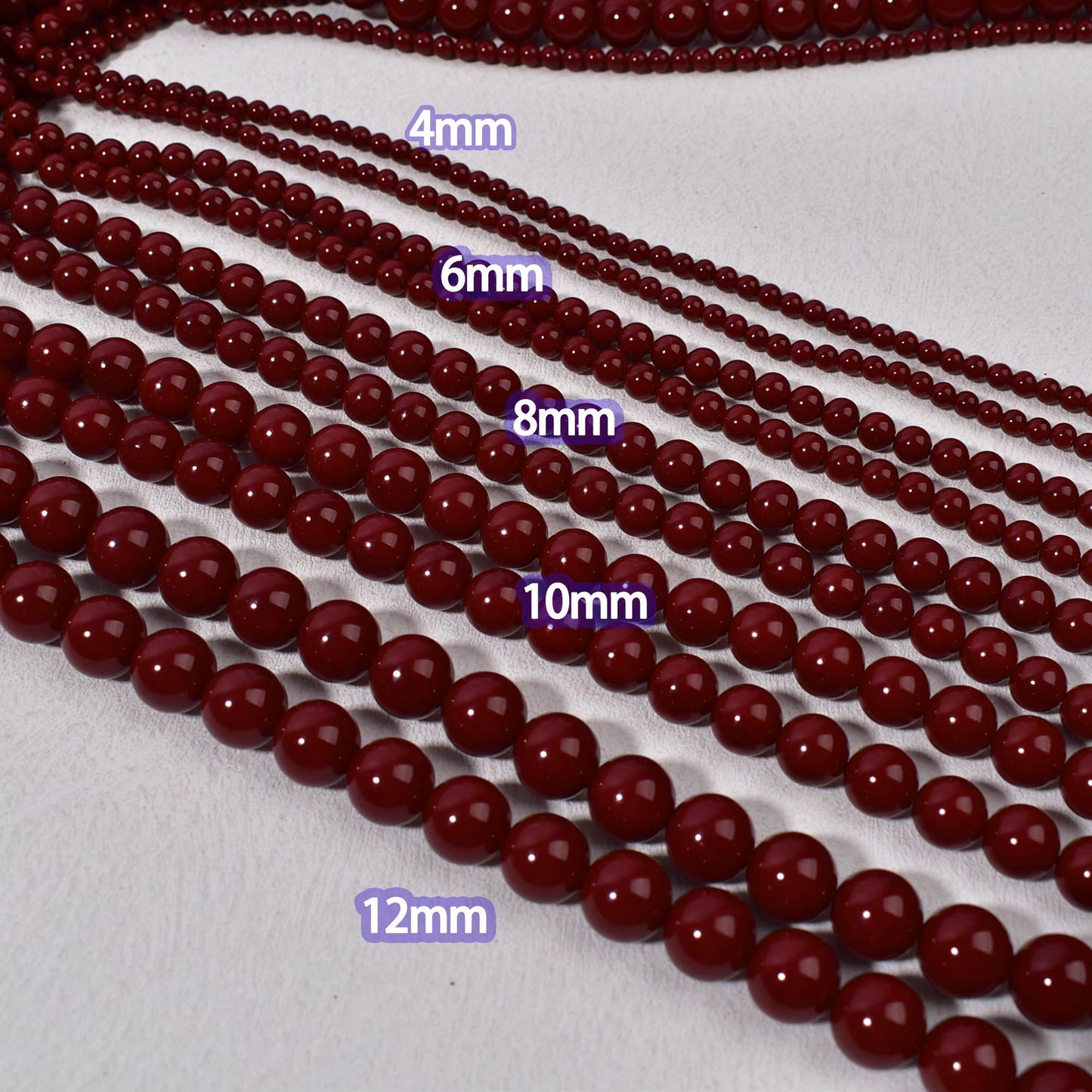 【P15】DIY Beads – Imitation Swarovski Dark Red | 3–8mm Round Glossy Glass Beads | Jewelry Making Supplies