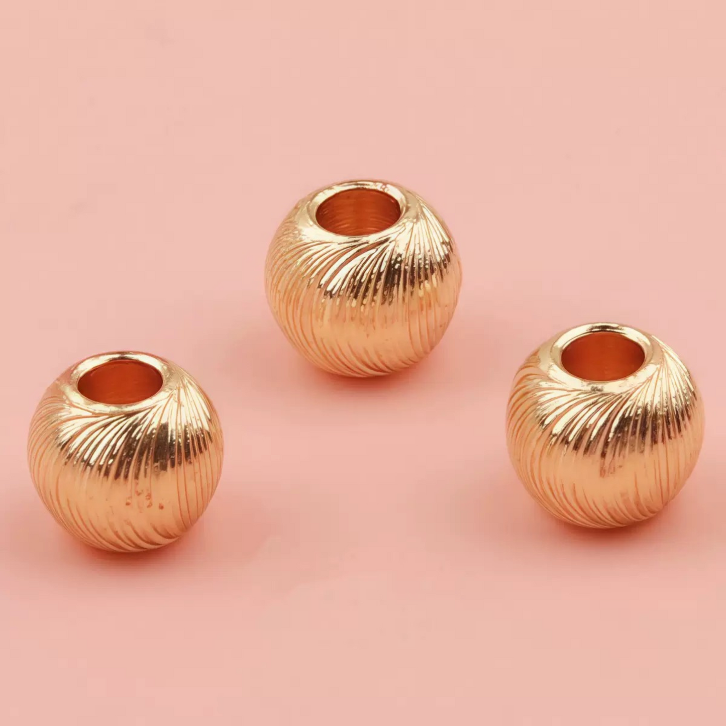 【S12】100PCS DIY Beading Supplies – Brushed Copper Cat Eye Beads, 18K Gold/Silver Plated Spacer Beads for Handmade Jewelry Making
