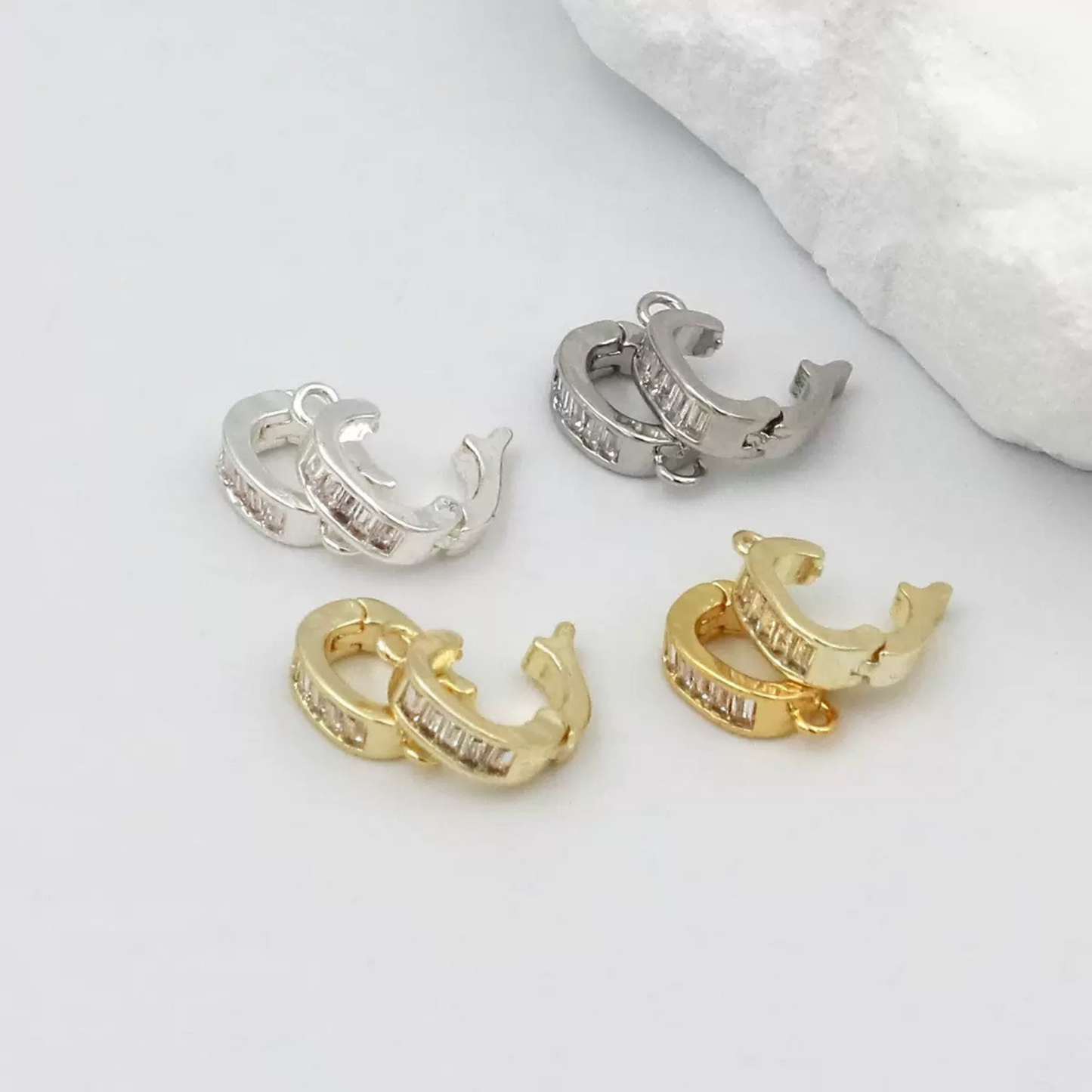 【B01】3PCS Multi-Purpose Clasp with Cord End Covers – 18K/14K Gold & Silver Plated, 10×6mm, Copper DIY Jewelry Findings