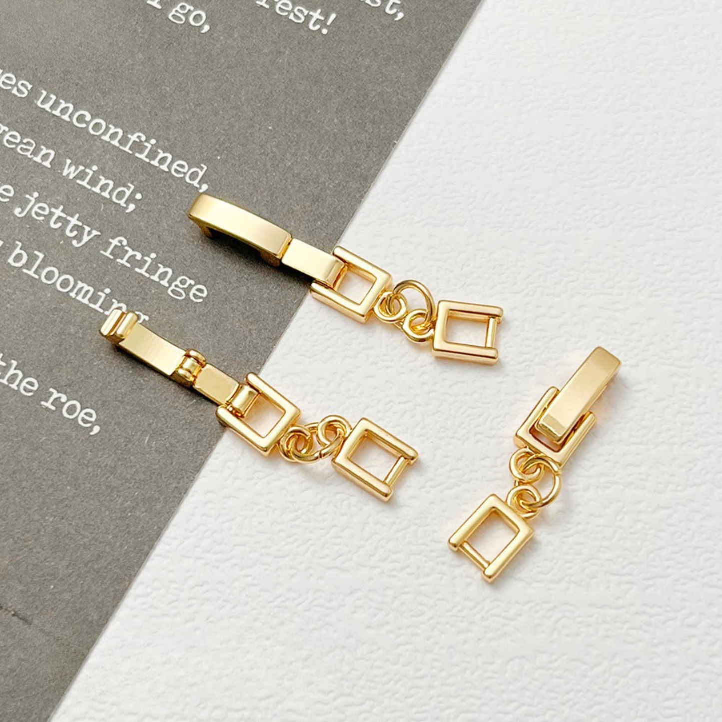 【B32】DIY Clasp – Minimalist Strap Clasp, Gold/Silver Plated, Cubic Zirconia, Non-Tarnish | Jewelry Making Supplies