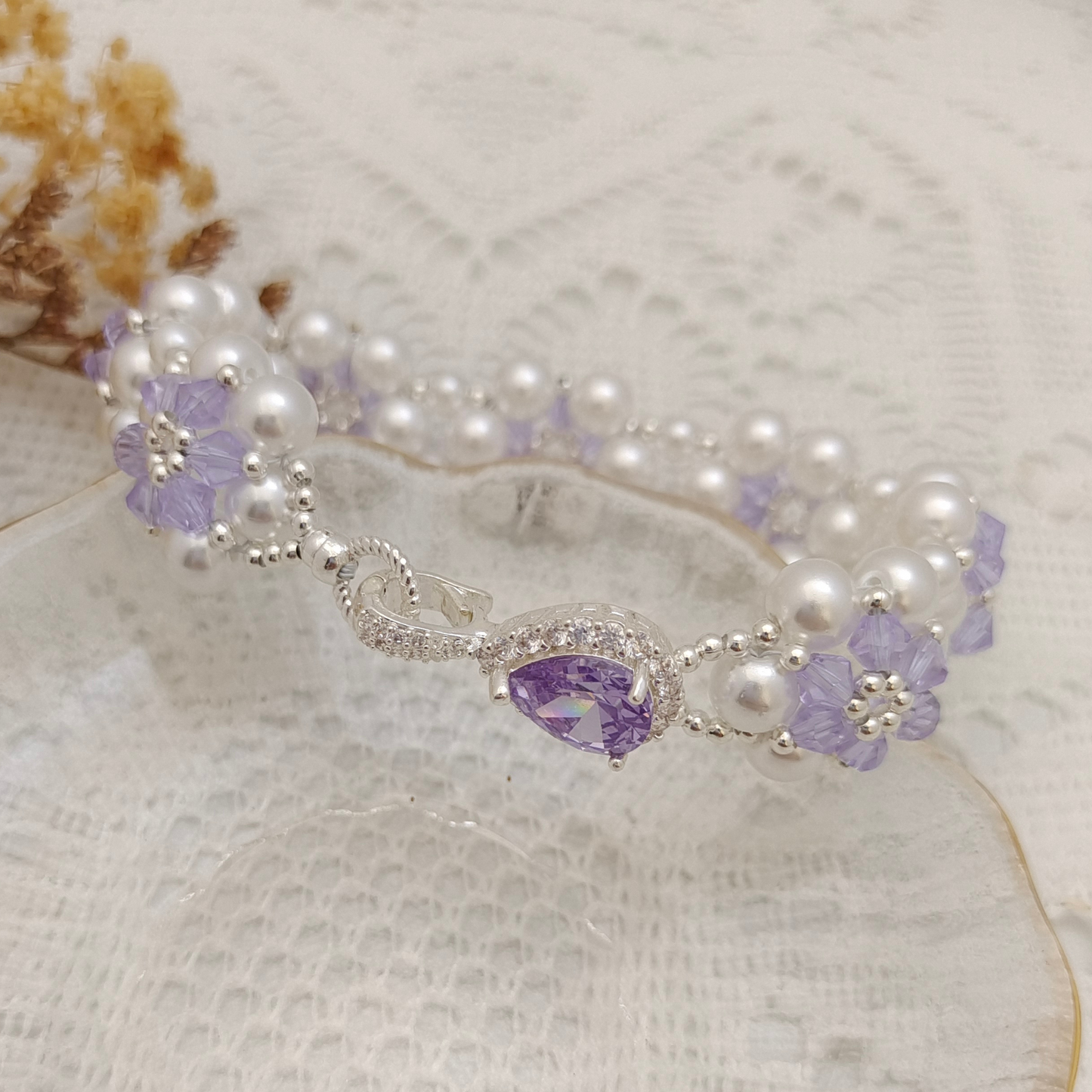 【No.80】 DIY Bracelet Craft Kit – Sunflower Crystal & Pearl Beading Set with Full Tutorial Handmade Jewelry