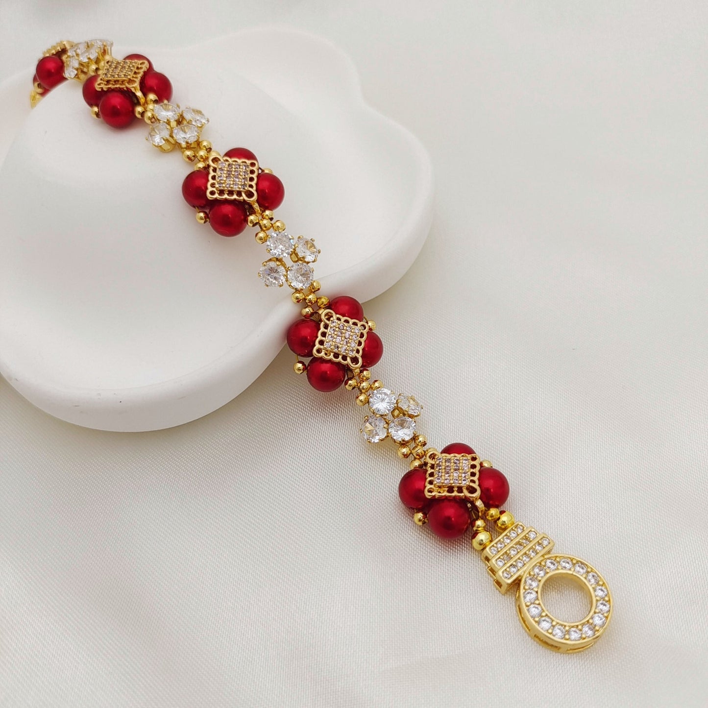 【No.135】Make Bracelets Kit Christmas Pearl | Complete Jewelry Making Set with Pearls, CZ Beads & Knot Spacers iFCraftorium