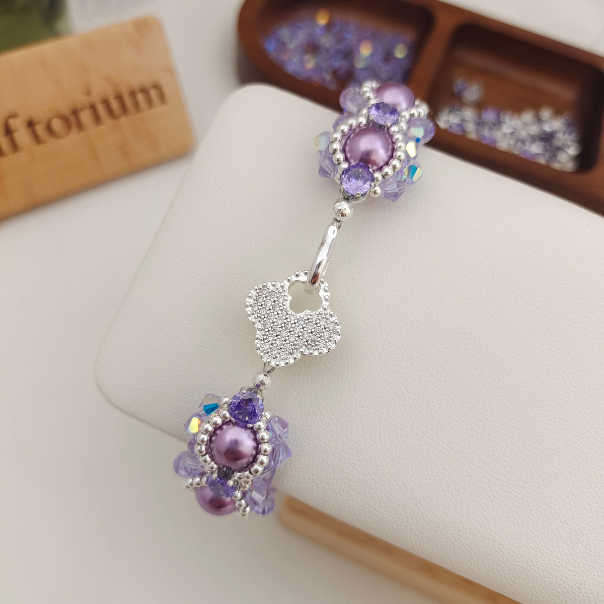 DIY Pearl Bracelet Making Kit – Purple Pearls & Crystal Beads | Beginner Friendly Christmas Gift Kit#189 iFCraftorium
