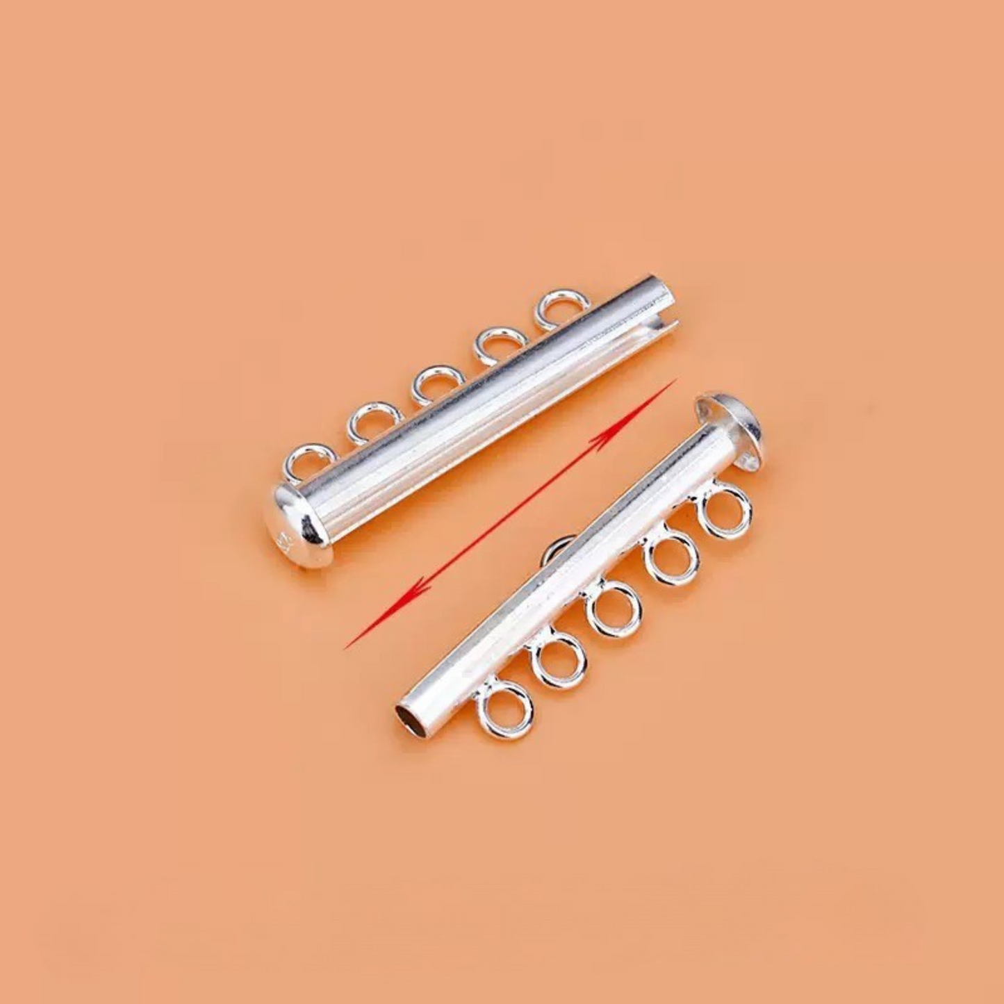 【B42】2PCS DIY Jewelry Findings – 5-Strand Tube Magnetic Clasp | 18K Gold/Silver Plated, Anti-Tarnish Copper