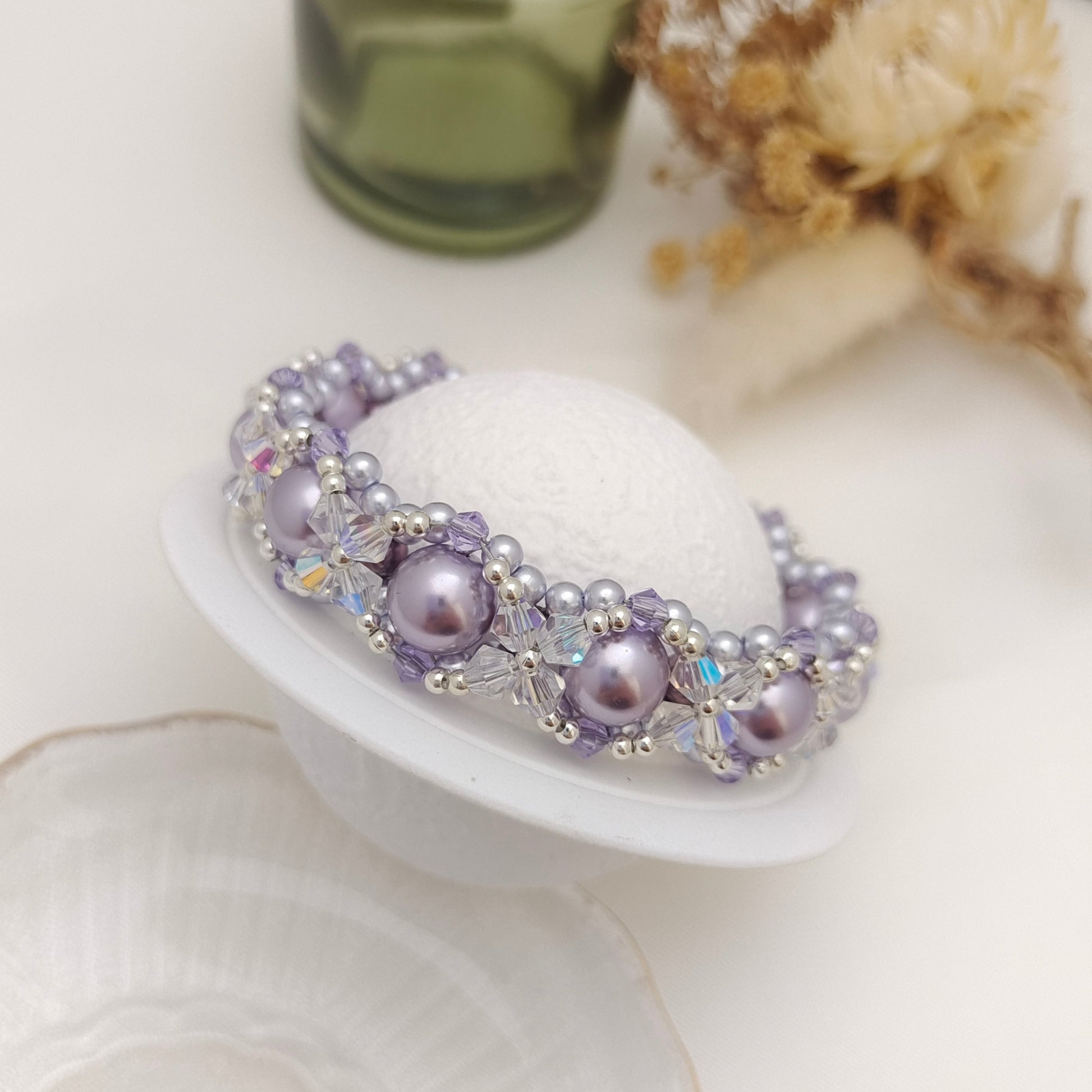 【No.142】Bracelet DIY Kit-Snow Lotus Pearl Beaded Bracelet | Handmade Jewelry Gift | Elegant Layered Design | Beading Materials + Full Tutorial iFCraftorium