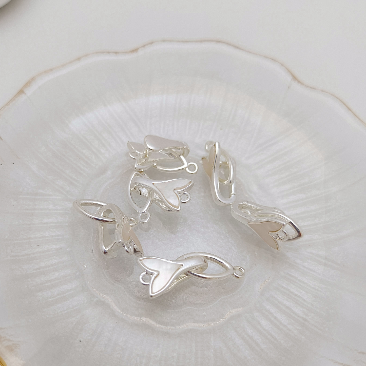【B15】2PCS Mermaid Tail Clasp – Silver Plated, Alloy Jewelry Connector for DIY Bracelets & Necklaces