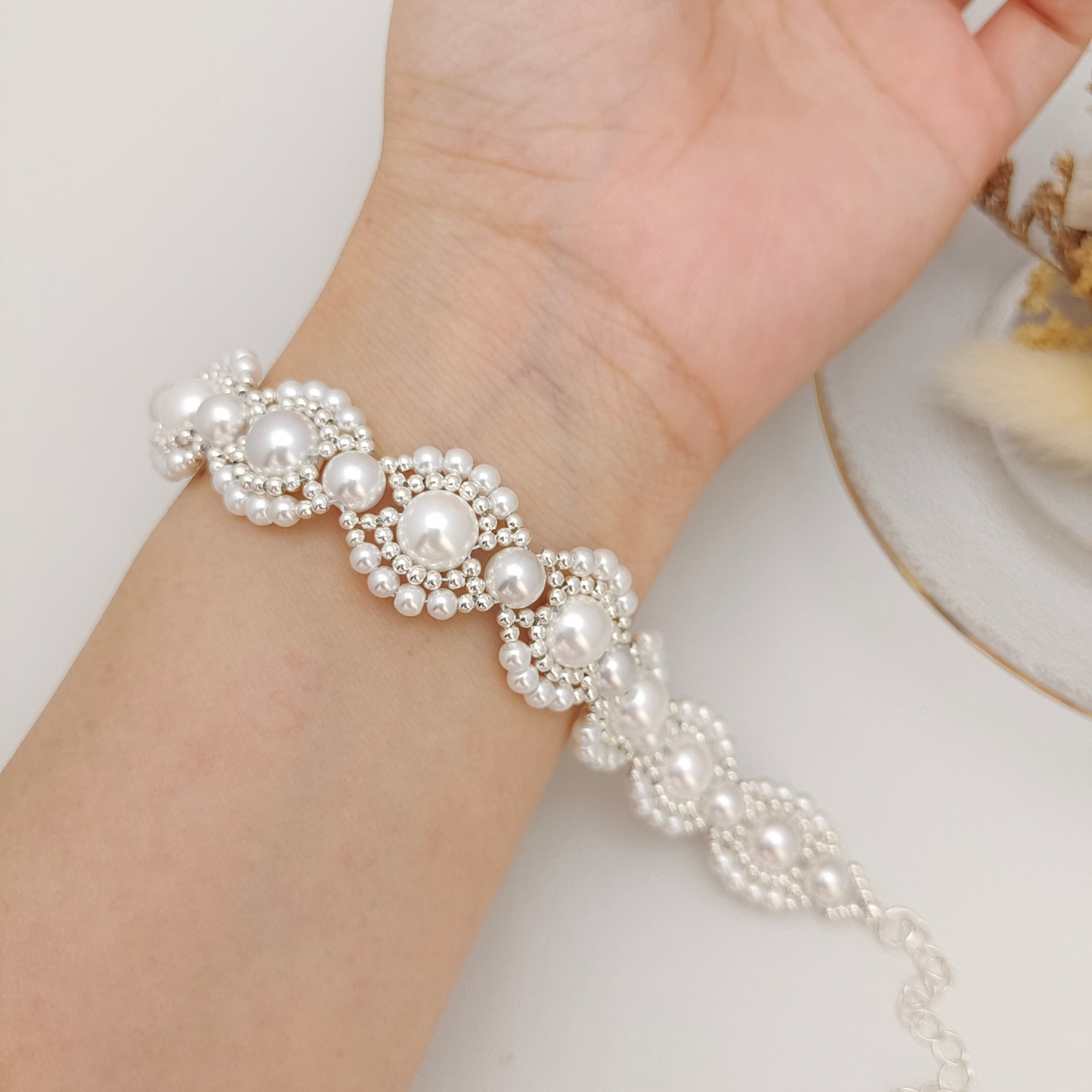 【No.84】 DIY Bracelet Craft Kit – Handmade Jewelry Infinite Dream Layered Pearl Bead Bracelet with Tutorial