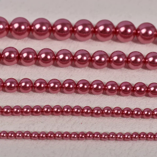 【P13】DIY Beads – Rose Pink Glass Pearls (Swarovski Style) 3-8mm | High Luster Round Beads | Jewelry Making Supplies