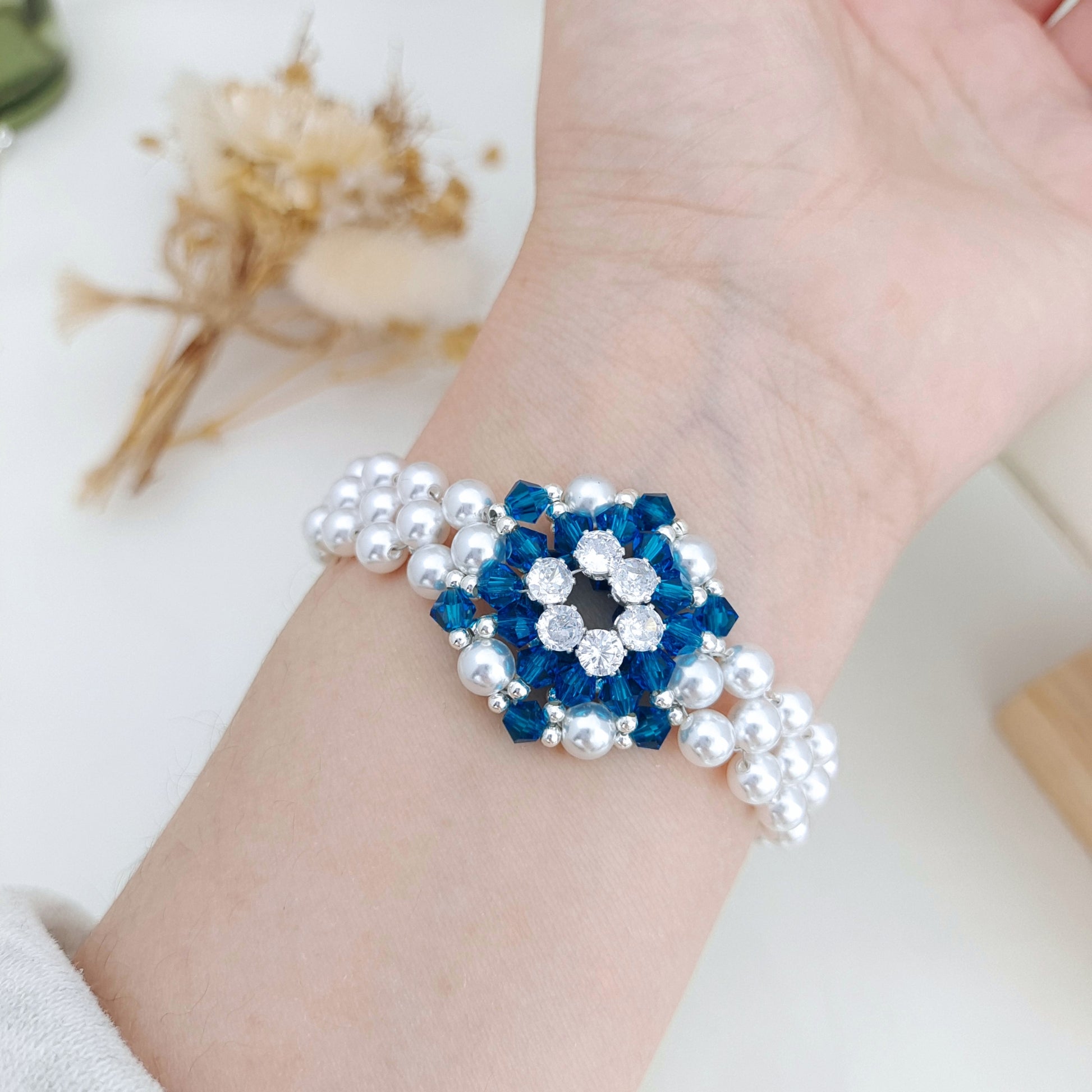 【No.178】DIY Watch Band Buckle Pearl Bracelet Kit | Handmade Daily Jewelry Gift | Crystal Zircon Craft Kit with Tutorial Kit iFCraftorium