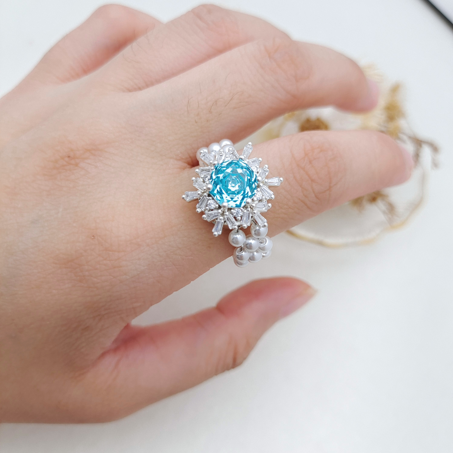 【No.111】DIY Ring Kit – Snowfall | Pearls & Rose-Cut Zircon Accent with Full Tutorial