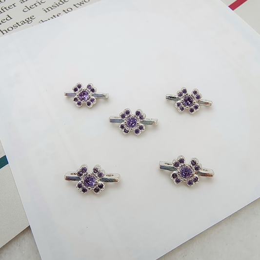【S09】10PCS DIY Spacer – Purple Zircon Three-Row Three-Hole Separator, Thick Silver Plated, Tarnish Resistant Jewelry Making Accessories