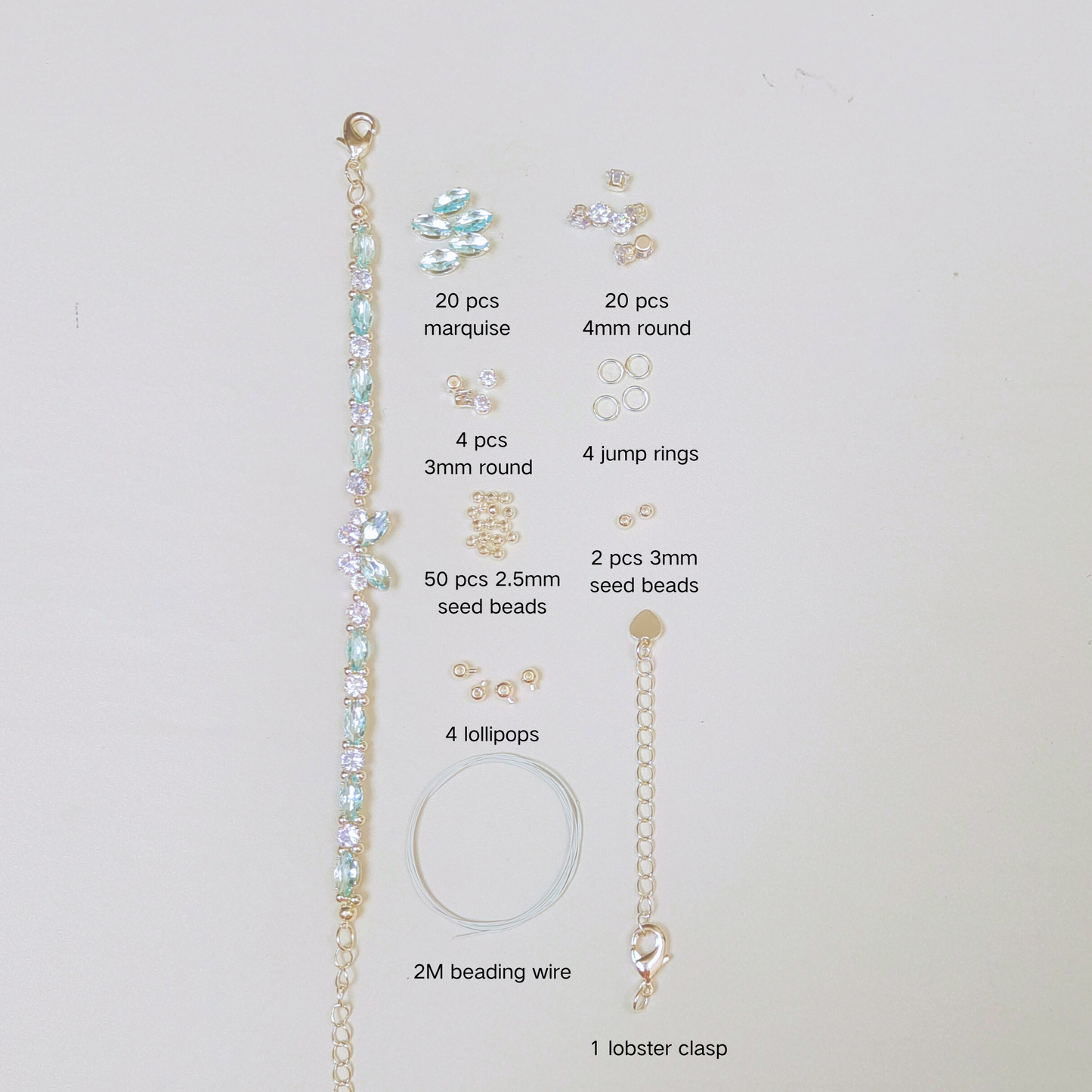 【No.36】 DIY Little Butterfly Bracelet Craft Kit – Handmade Jewelry Pastel Zircon & Beads with Full Tutorial