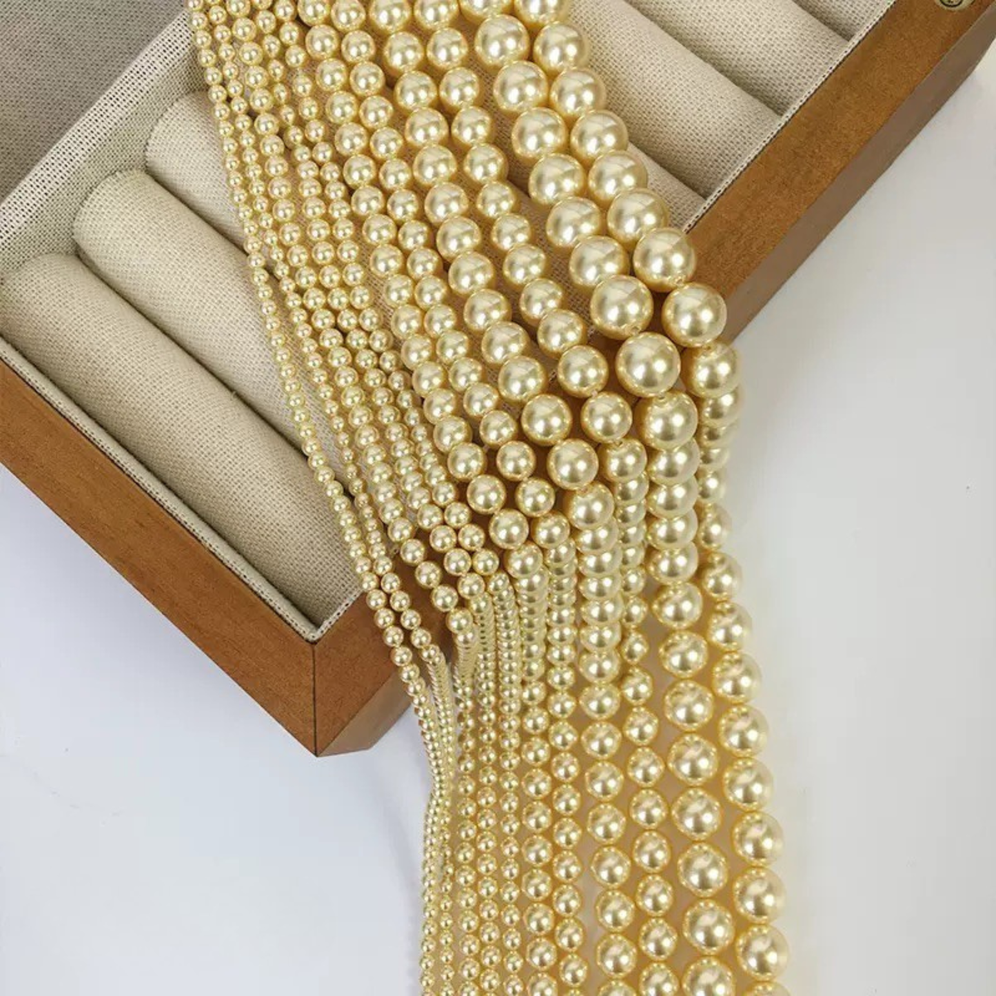 【P20】Gold Glass Pearl Beads – 3–8mm Round High Shine | Beads for Bracelets DIY iFCraftorium