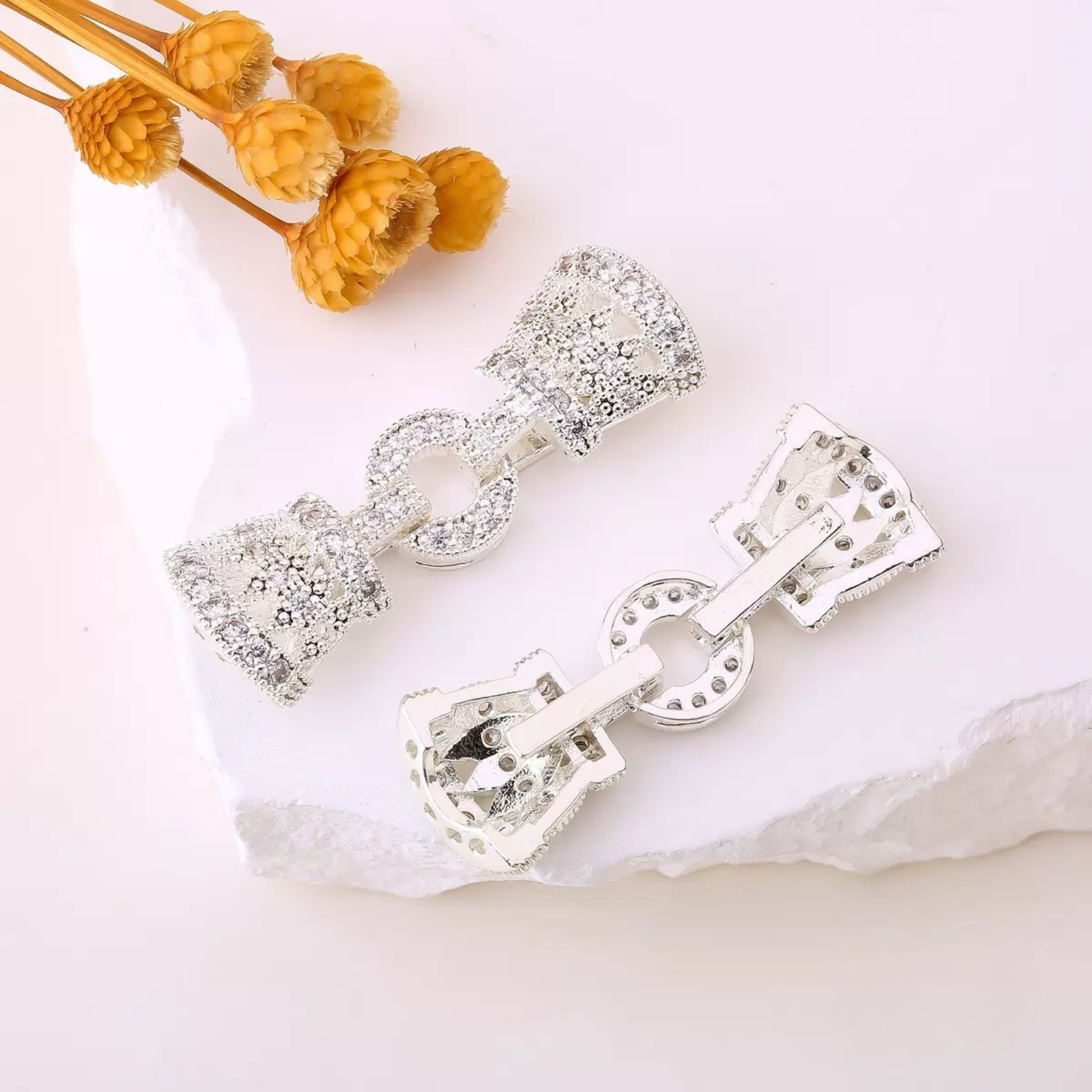 【B48】5-Row Clasp with Rhinestones | Gold/Silver | Beading Supplies iFCraftorium