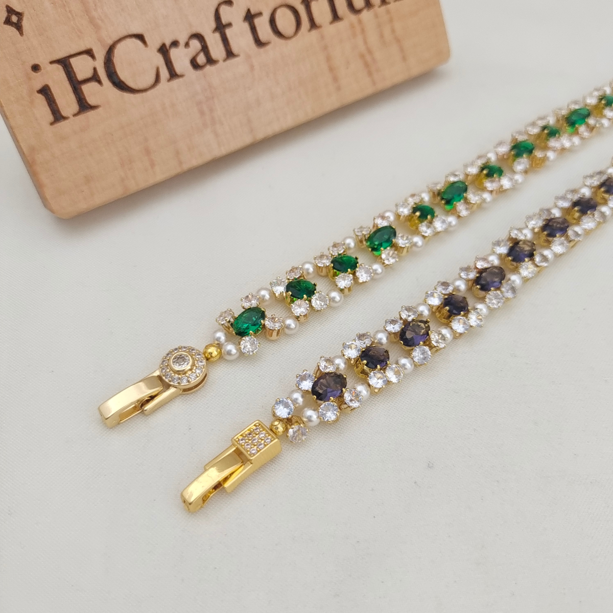 DIY Crystal Pearl Bracelet Kit – Oval Zircon & Pearl Beads Gif for Her | iFCraftorium Kit #187 iFCraftorium