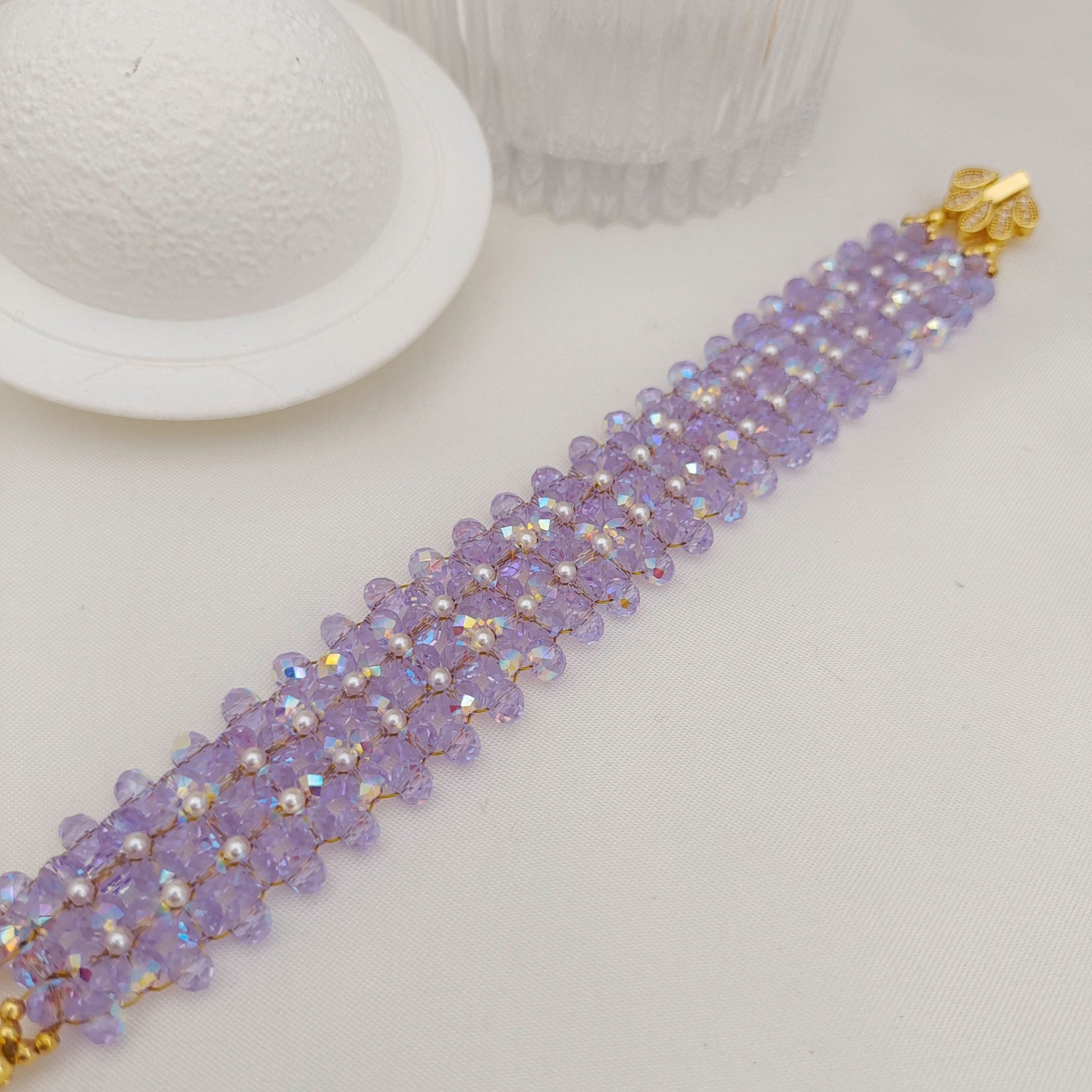 Kit 【No.177】DIY Crystal Pearl Braided Bracelet Kit | Mother’s Day DIY gift | Handmade for Mom + Tutorial iFCraftorium