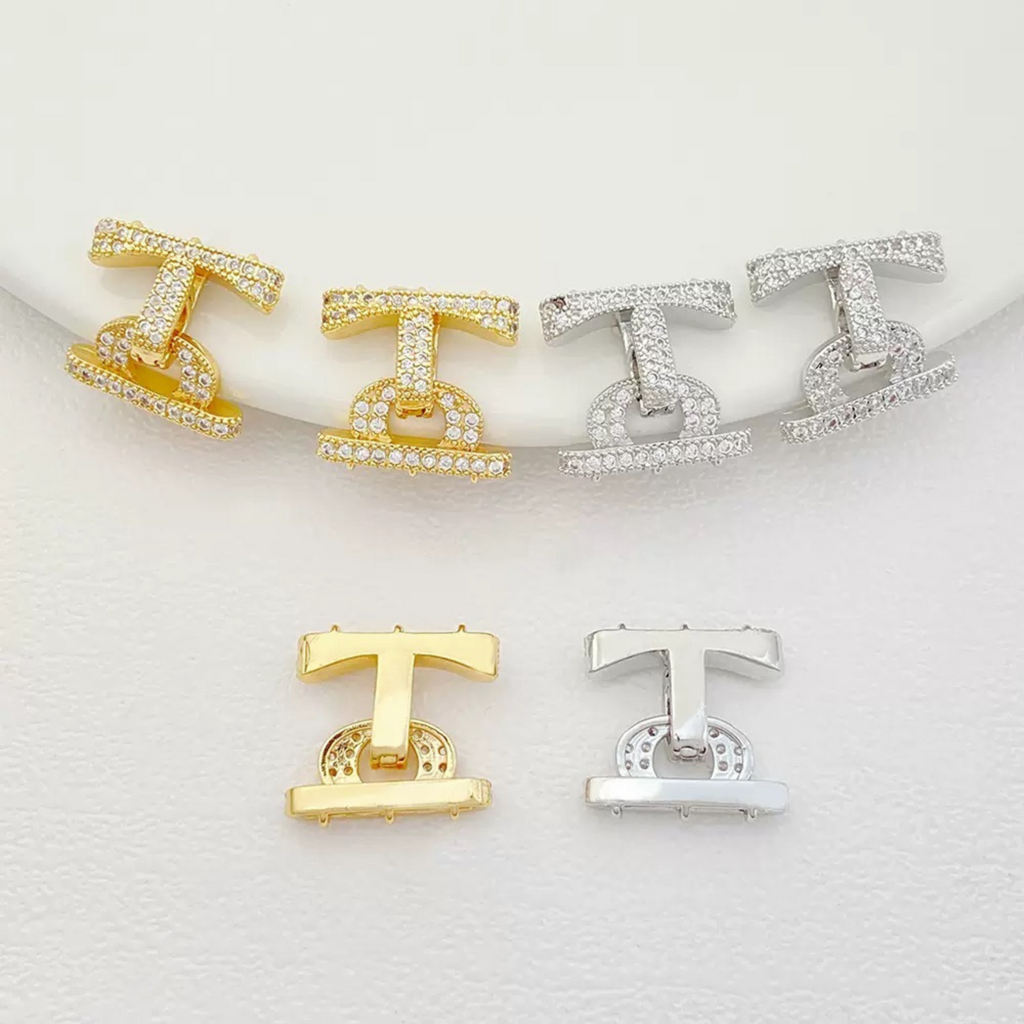 【B16】1PCS Multi-Strand Clasp with Micro Pave CZ – 14K/18K Gold or Silver-Plated Copper Connector for DIY Bracelets & Necklaces
