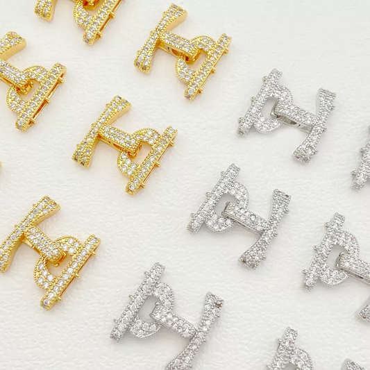 【B16】1PCS Multi-Strand Clasp with Micro Pave CZ – 14K/18K Gold or Silver-Plated Copper Connector for DIY Bracelets & Necklaces