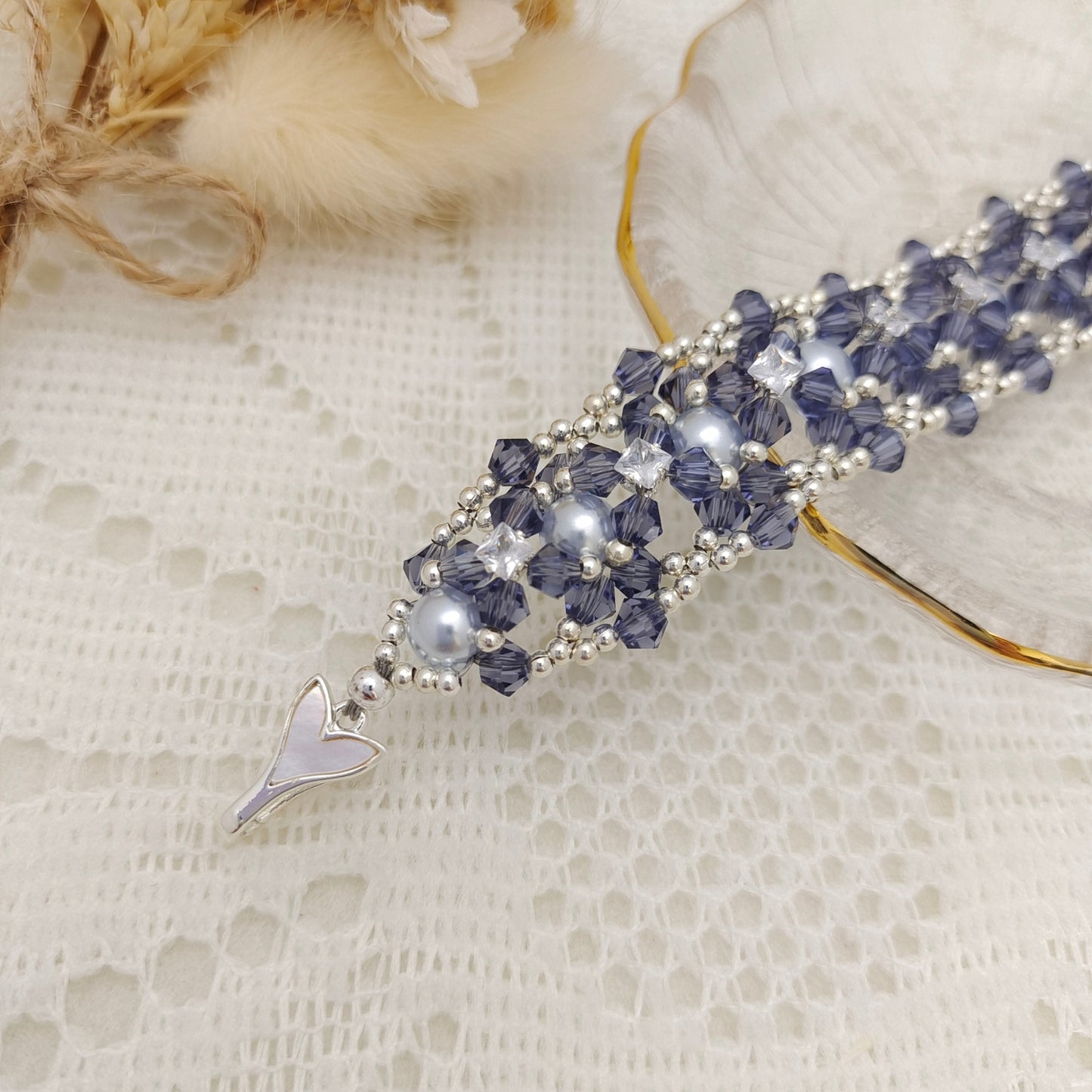 【No.118】DIY Jewelry Kit | “Dance of the Mystic Lotus” Bracelet with Pearls, CZ & Beads | Complete Tutorial Included