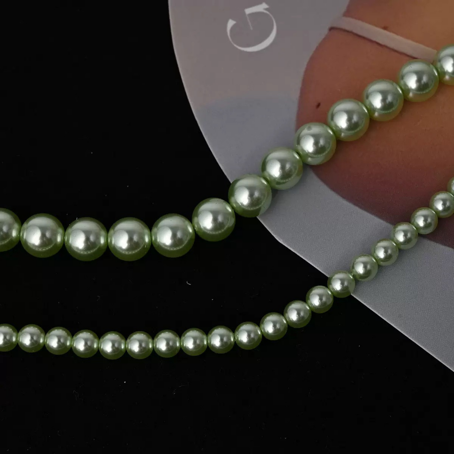 【P11】DIY Beading Supplies – Imitation Swarovski Apple Green Pearls | 2–8mm Round High-Luster Glass Beads | Jewelry Making Accessories
