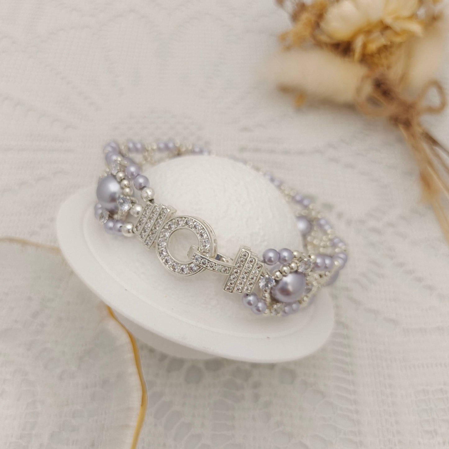 【No.104】Handmade Bracelet – Dream Weaver | Pearls & Zircon | Elegant DIY Jewelry