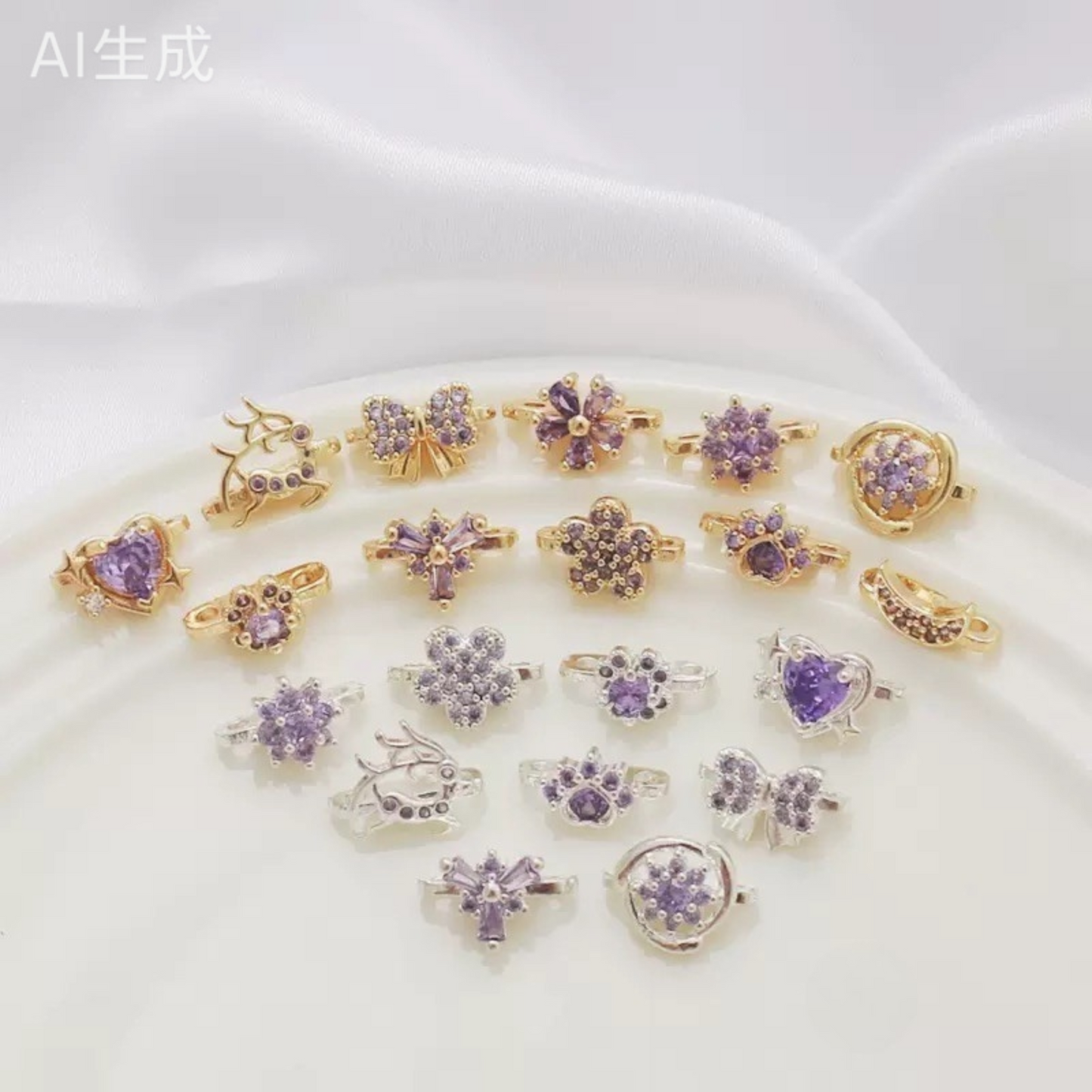 【S09】10PCS DIY Spacer – Purple Zircon Three-Row Three-Hole Separator, Thick Silver Plated, Tarnish Resistant Jewelry Making Accessories