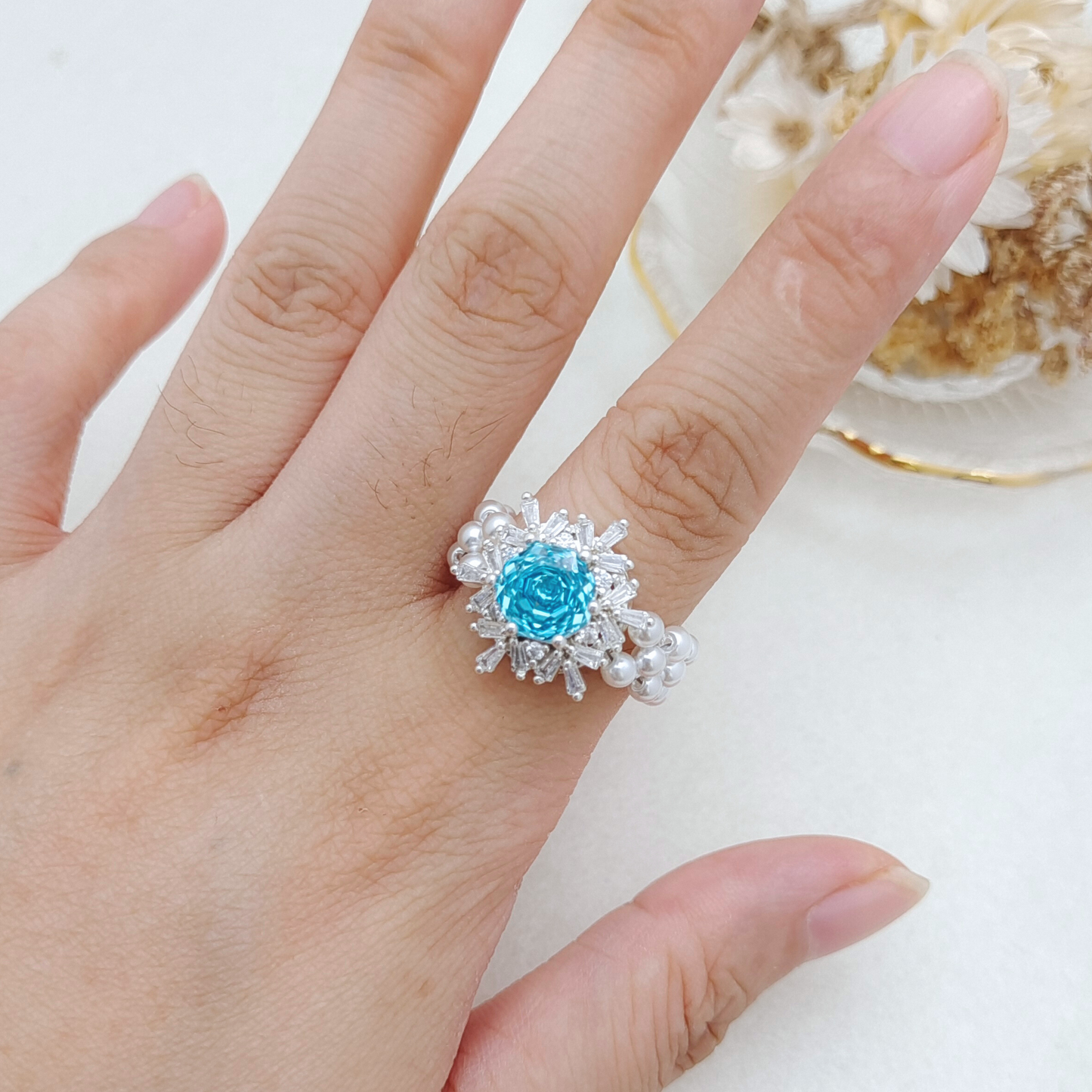 【No.111】DIY Ring Kit – Snowfall | Pearls & Rose-Cut Zircon Accent with Full Tutorial