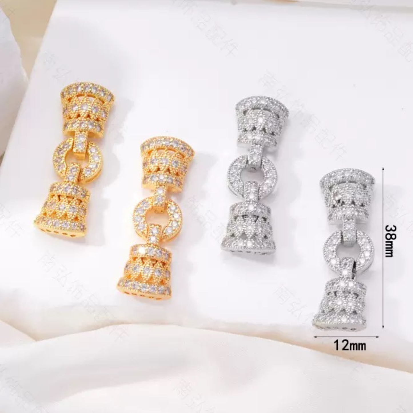 【B48】5-Row Clasp with Rhinestones | Gold/Silver | Beading Supplies iFCraftorium