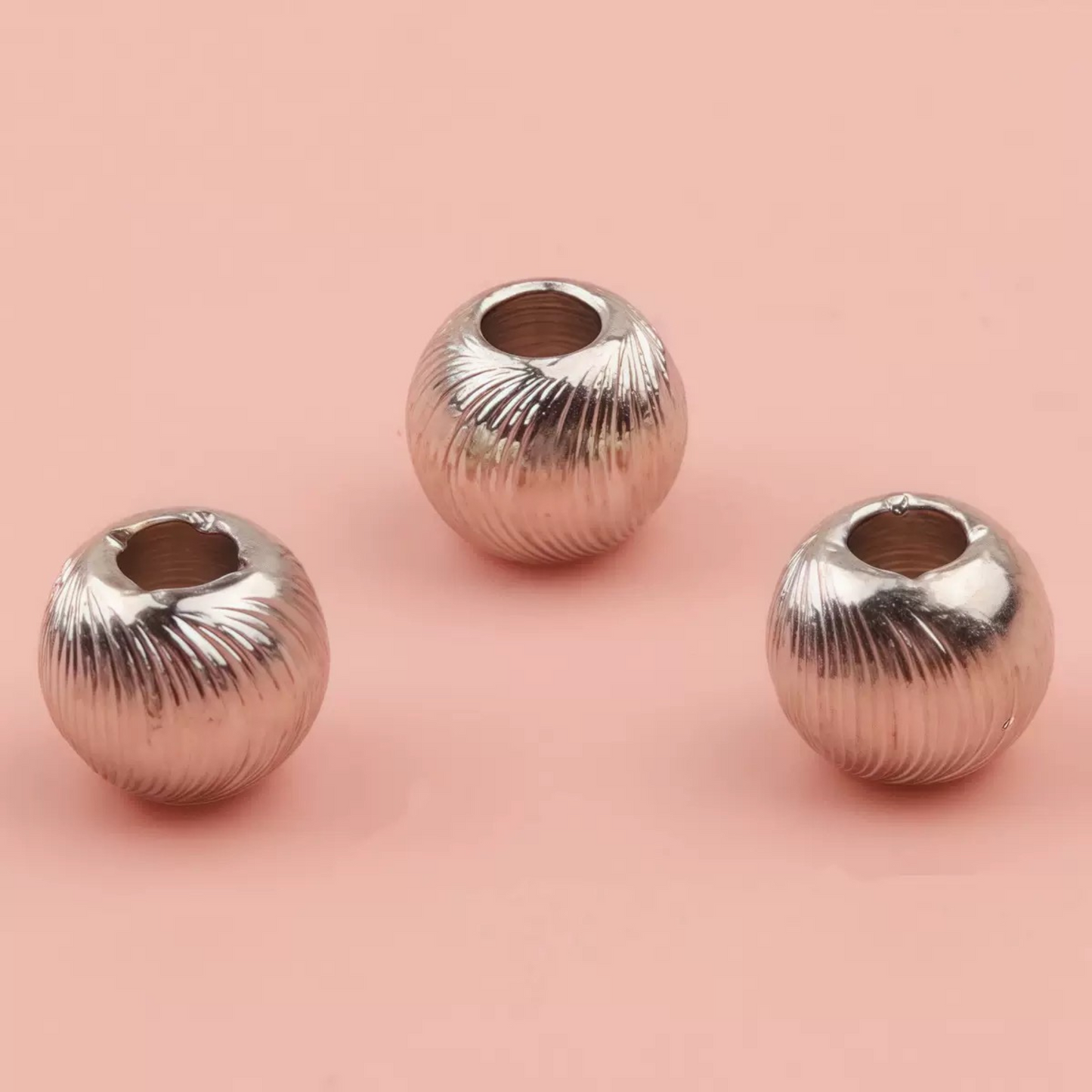 【S12】100PCS DIY Beading Supplies – Brushed Copper Cat Eye Beads, 18K Gold/Silver Plated Spacer Beads for Handmade Jewelry Making