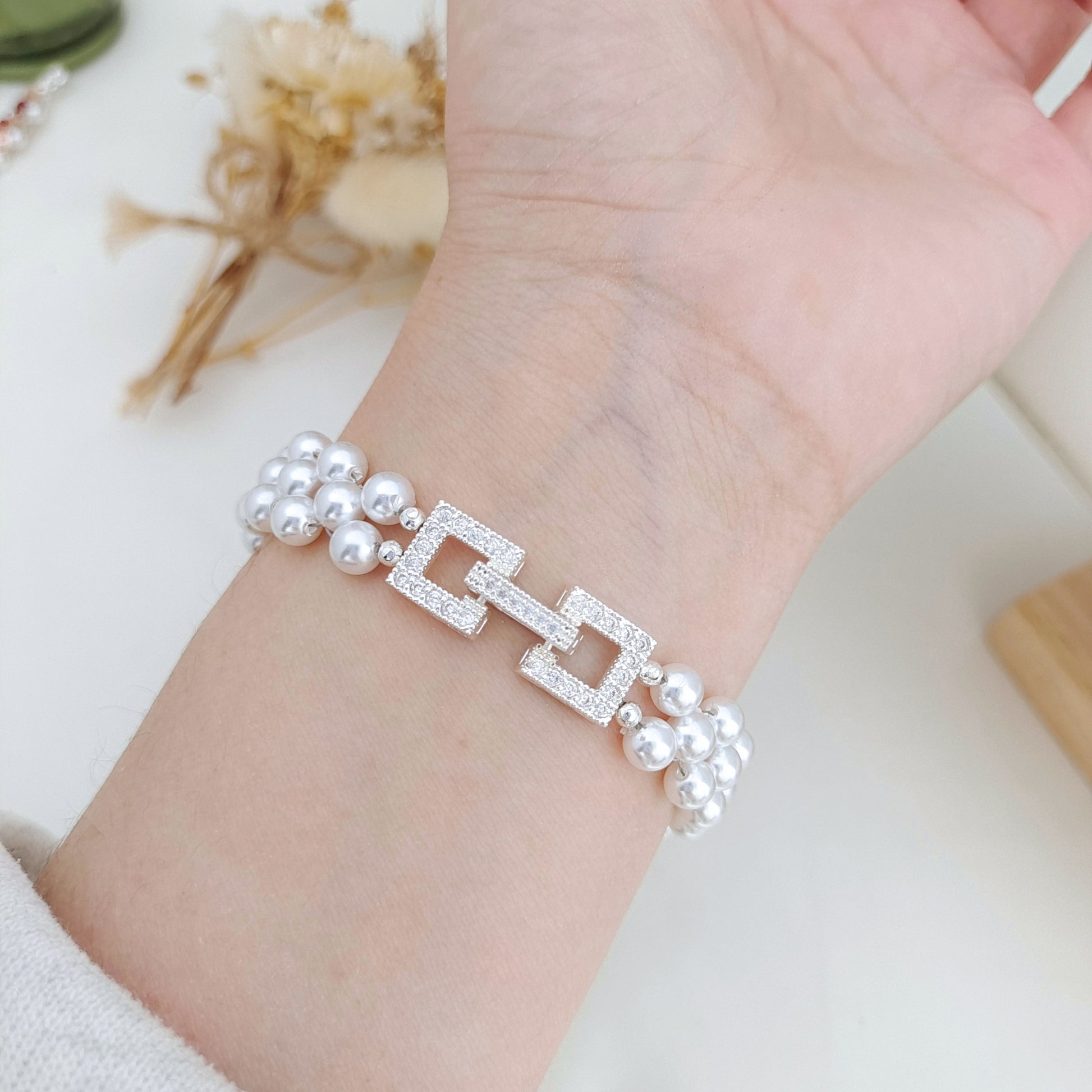 【No.178】DIY Watch Band Buckle Pearl Bracelet Kit | Handmade Daily Jewelry Gift | Crystal Zircon Craft Kit with Tutorial Kit iFCraftorium