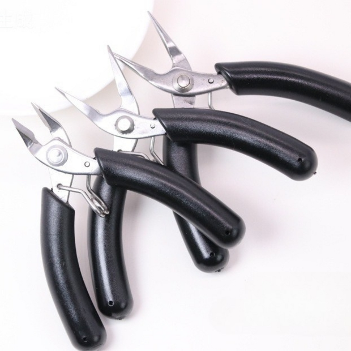 【T04】DIY Jewelry Making Tools – Stainless Steel Pliers Set (Cutter, Needle Nose) | 90mm | Black Handle