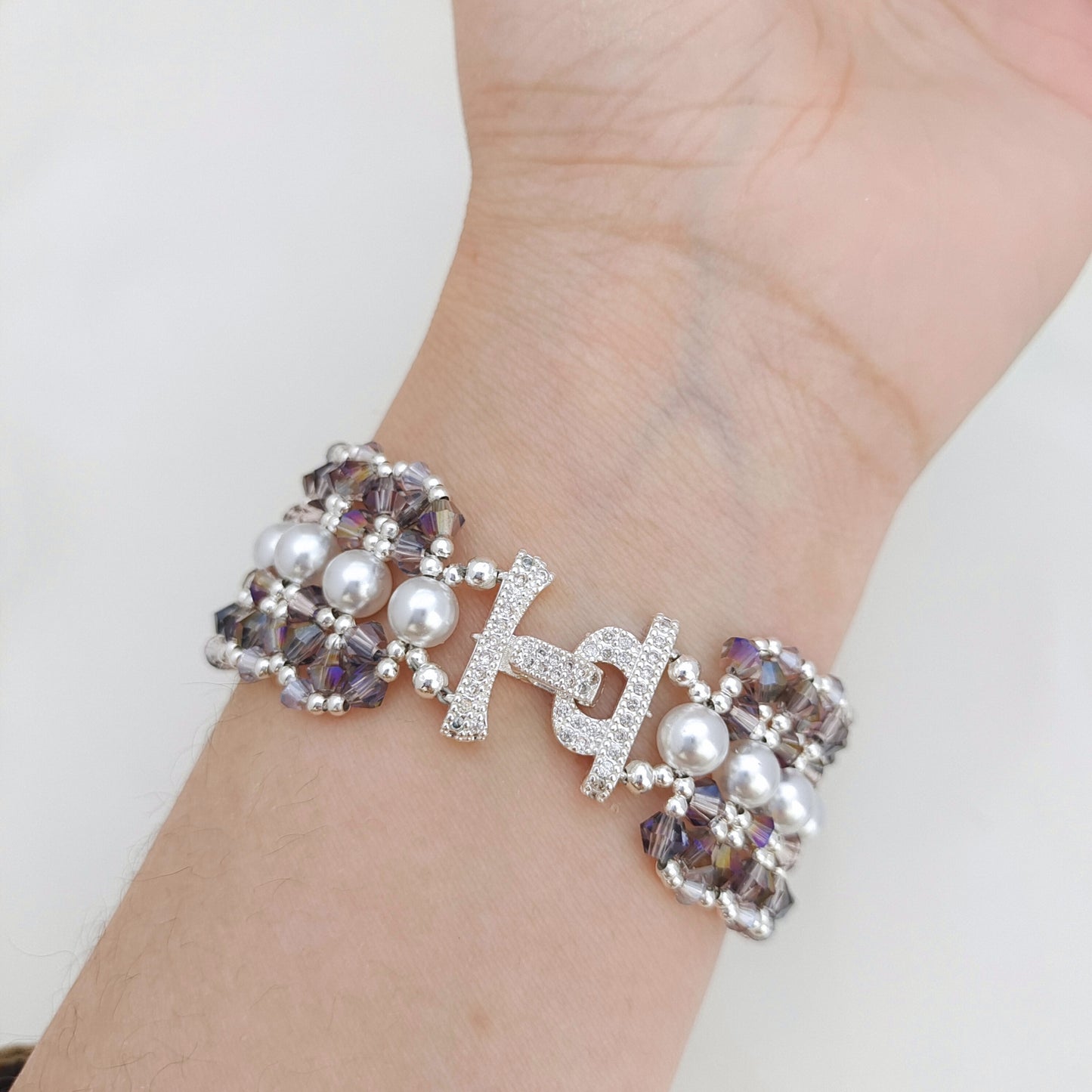 【No.170】DIY Pearl & Diamond Beaded Bracelet Kit – Full Material Pack with YouTube Tutorial