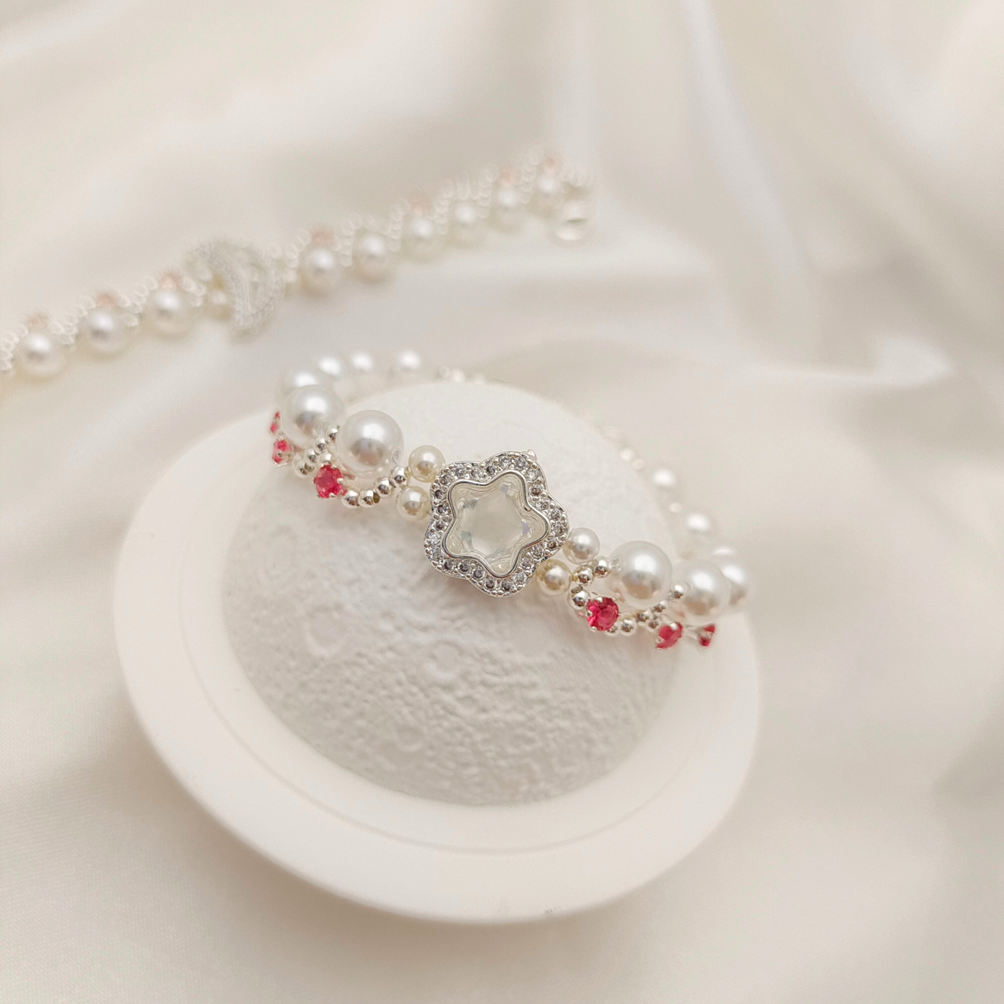 【No.50】 Star & Moon Handmade Pearl Bracelet | DIY Beading Bracelet Finished Jewelry Gift for Her