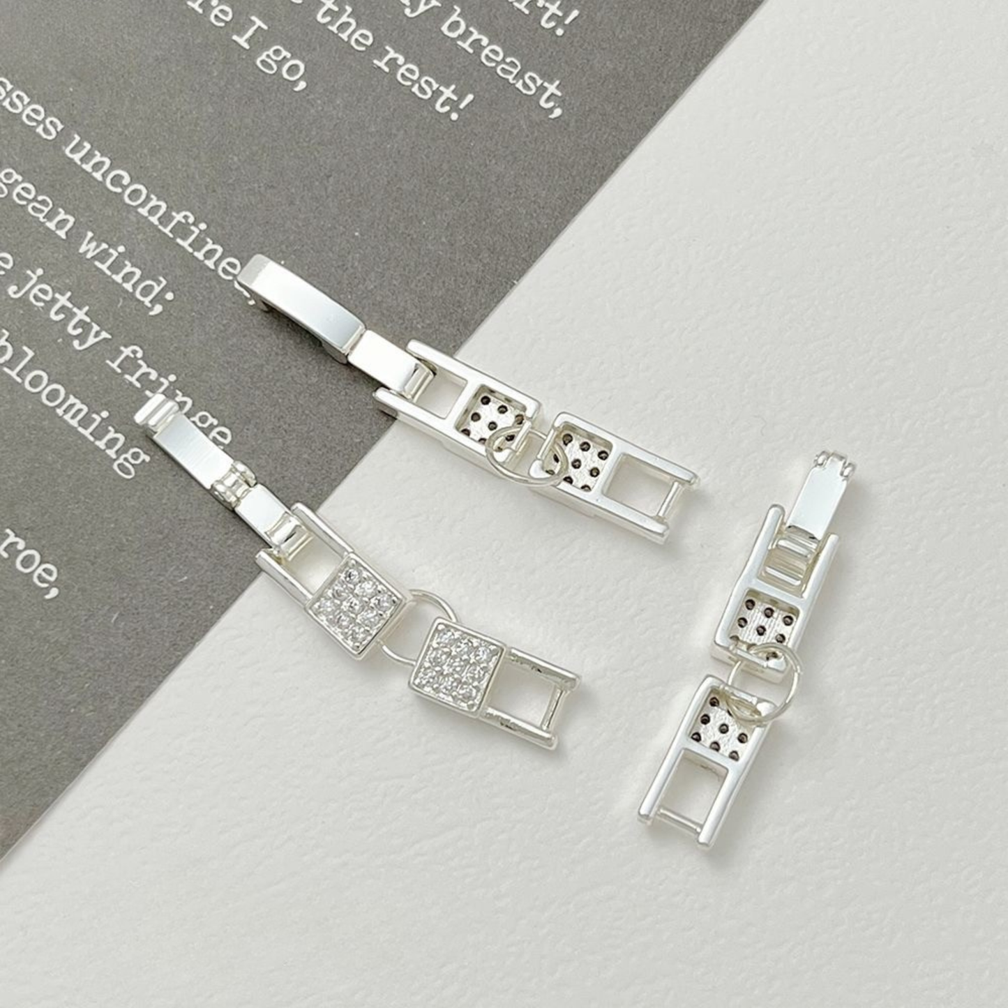 【B32】DIY Clasp – Minimalist Strap Clasp, Gold/Silver Plated, Cubic Zirconia, Non-Tarnish | Jewelry Making Supplies