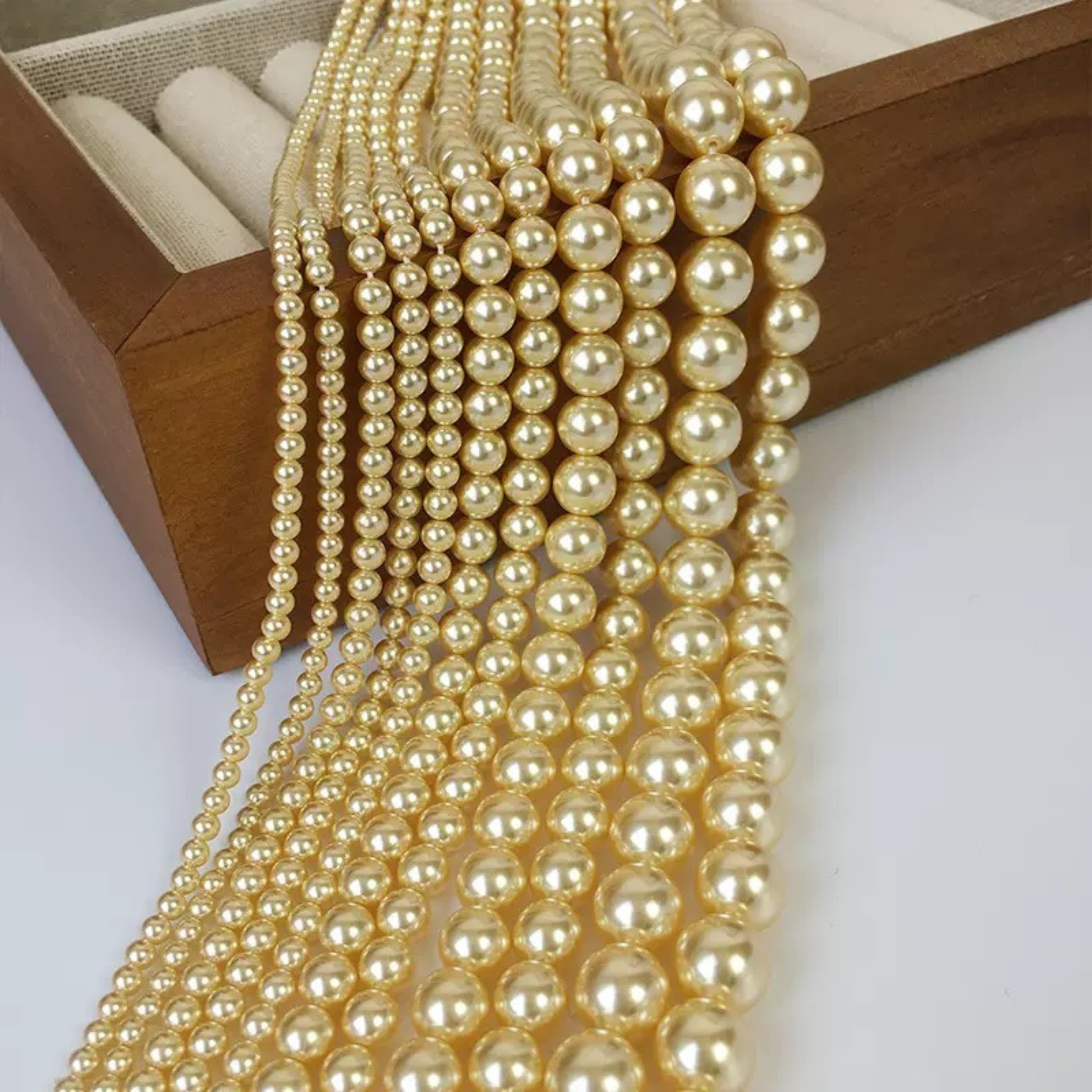 【P20】Gold Glass Pearl Beads – 3–8mm Round High Shine | Beads for Bracelets DIY iFCraftorium