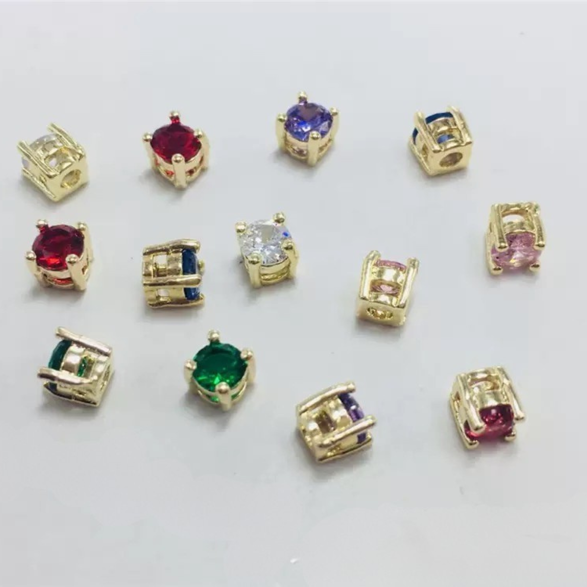 【A32】20PCS 4mm Round CZ 4-Prong Spacer | Gold-Plated Copper Beads | High-Color-Retention DIY Jewelry Findings for Bracelets & Necklaces iFCraftorium