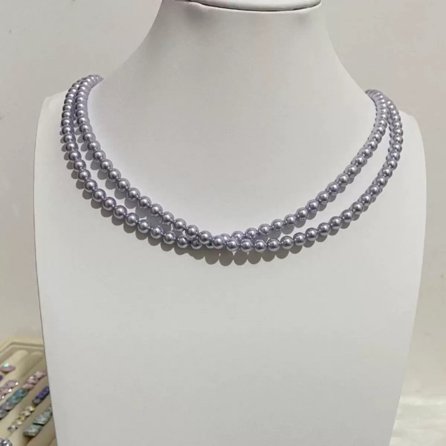 【P08】Light Purple Imitation Swarovski Glass Pearls | 2–8mm Round Beads | High-Gloss Finish | DIY Jewelry Supplies