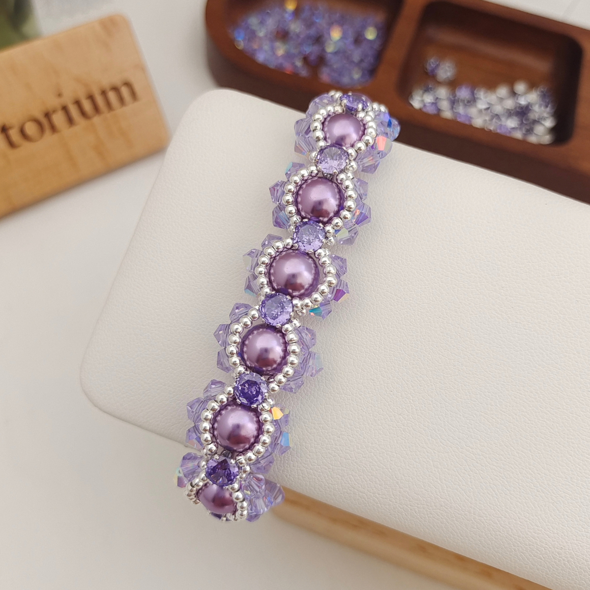 DIY Pearl Bracelet Making Kit – Purple Pearls & Crystal Beads | Beginner Friendly Christmas Gift Kit#189 iFCraftorium