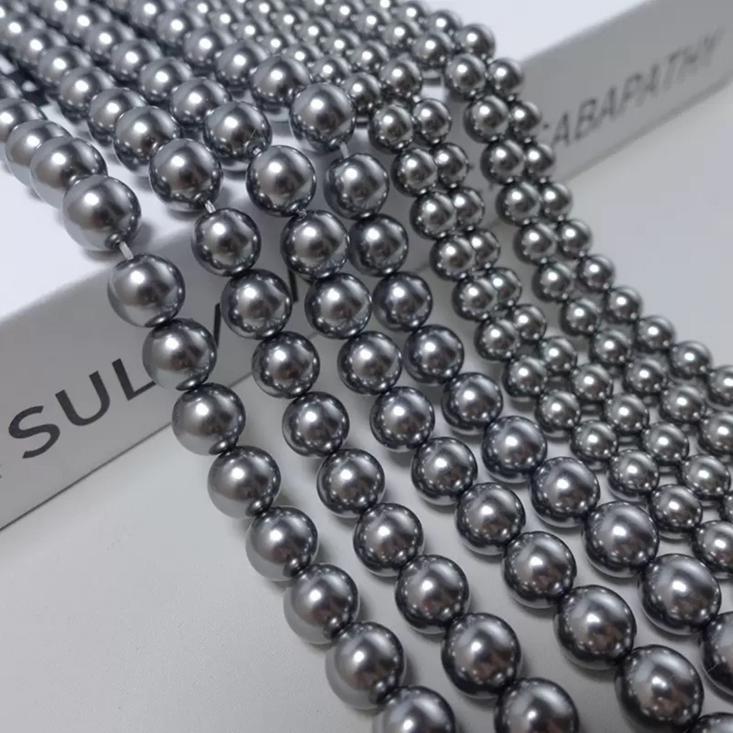 【P16】DIY Beads | Tahitian Black Imitation Pearl Beads 3-8mm | High Luster Glass Round Beads for Jewelry Making